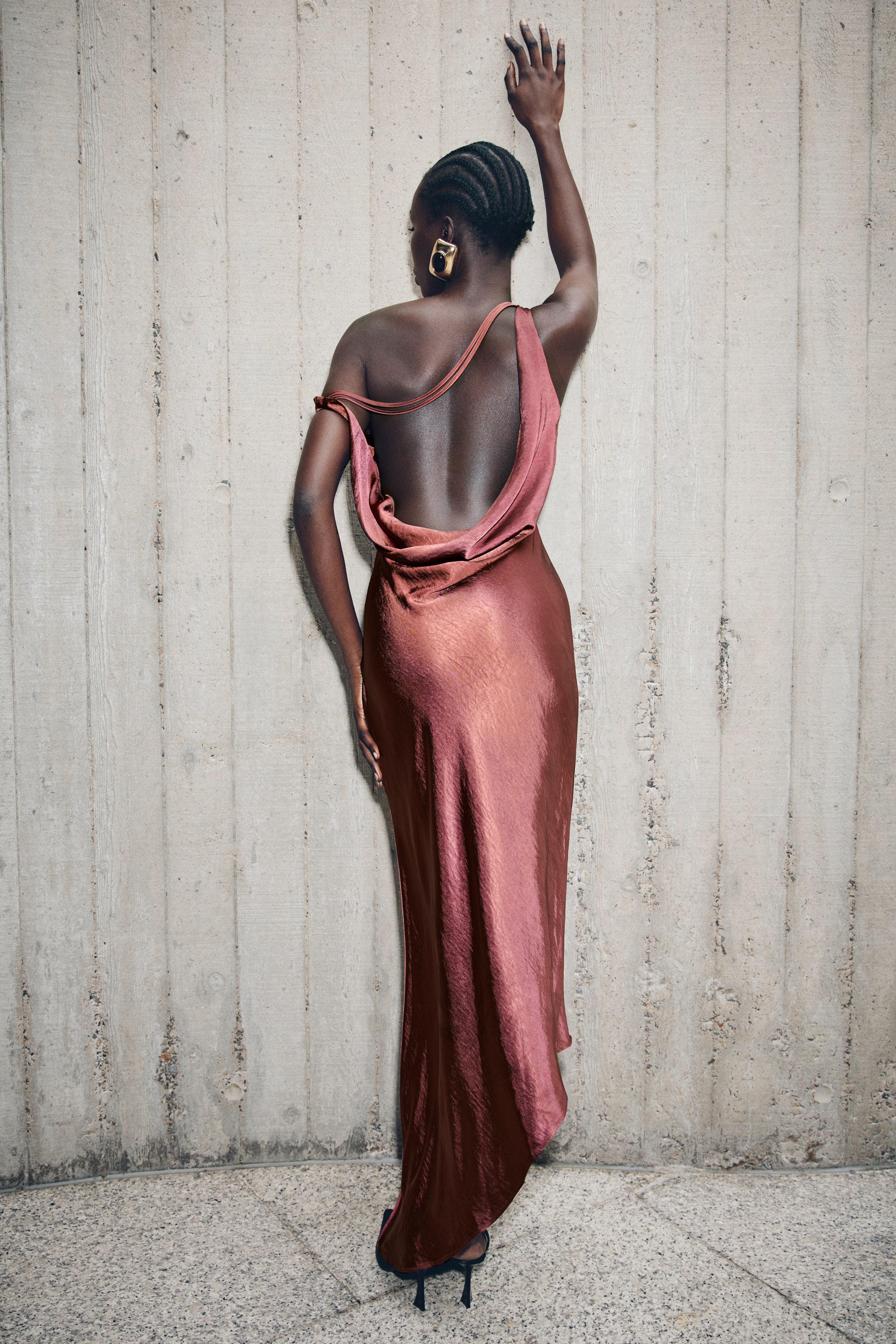 Asymmetrical Slip Maxi Dress with Off-Shoulder Detail | Yvette