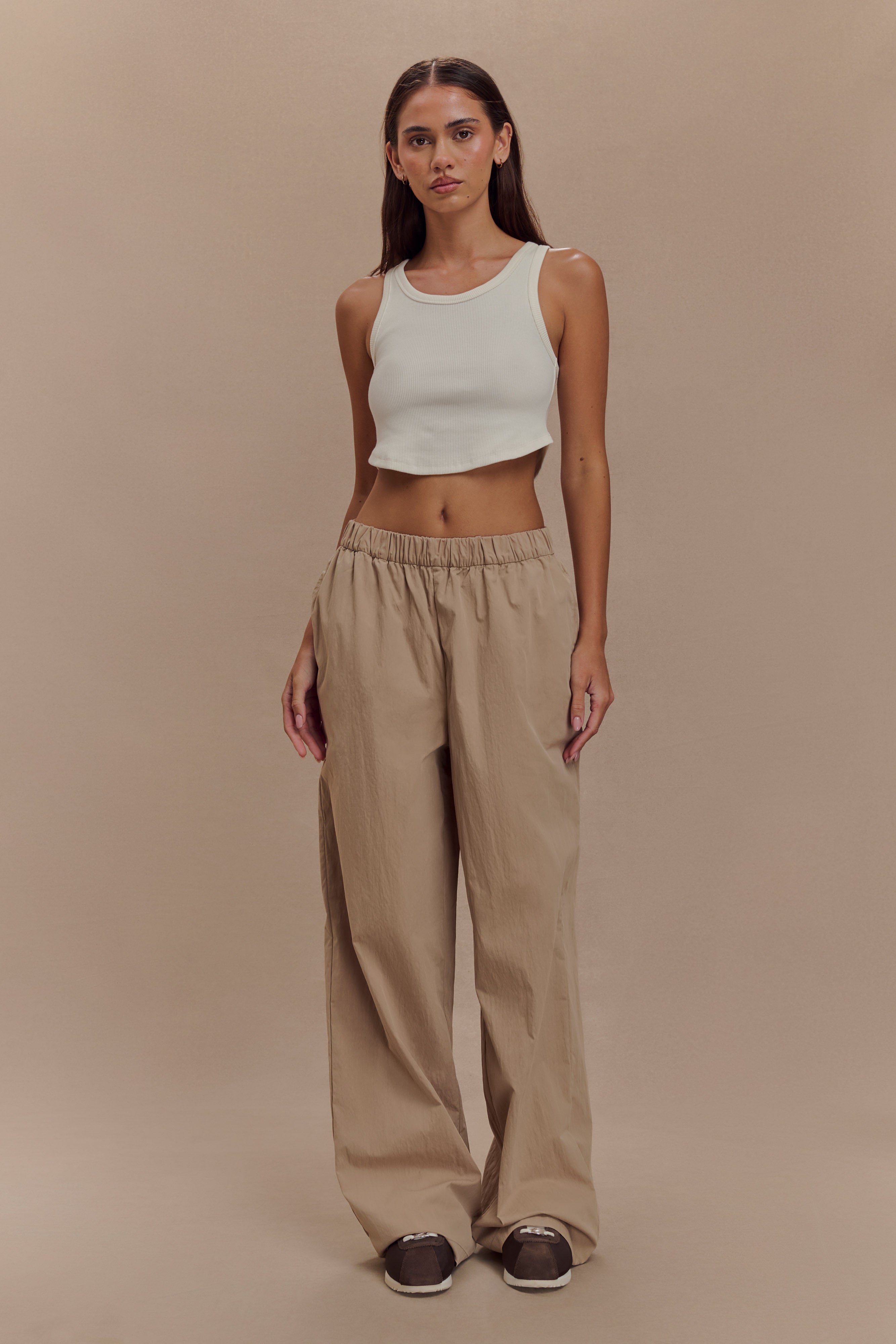 Cotton Wide Leg Pants with Elastic Waist | Campbell Sand