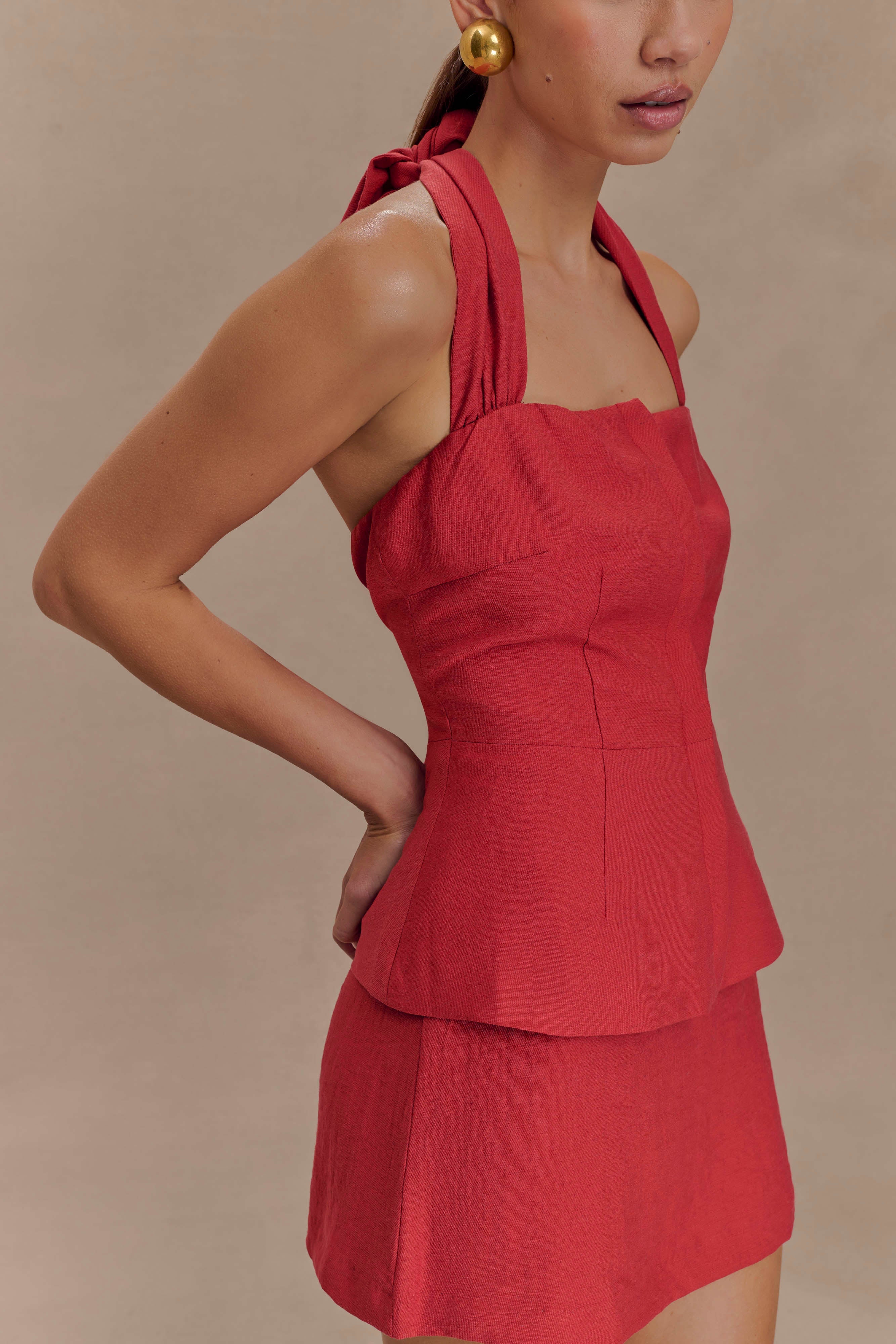 Linen Skort with Built-in Shorts for Summer | Kallie - Burnt Rose