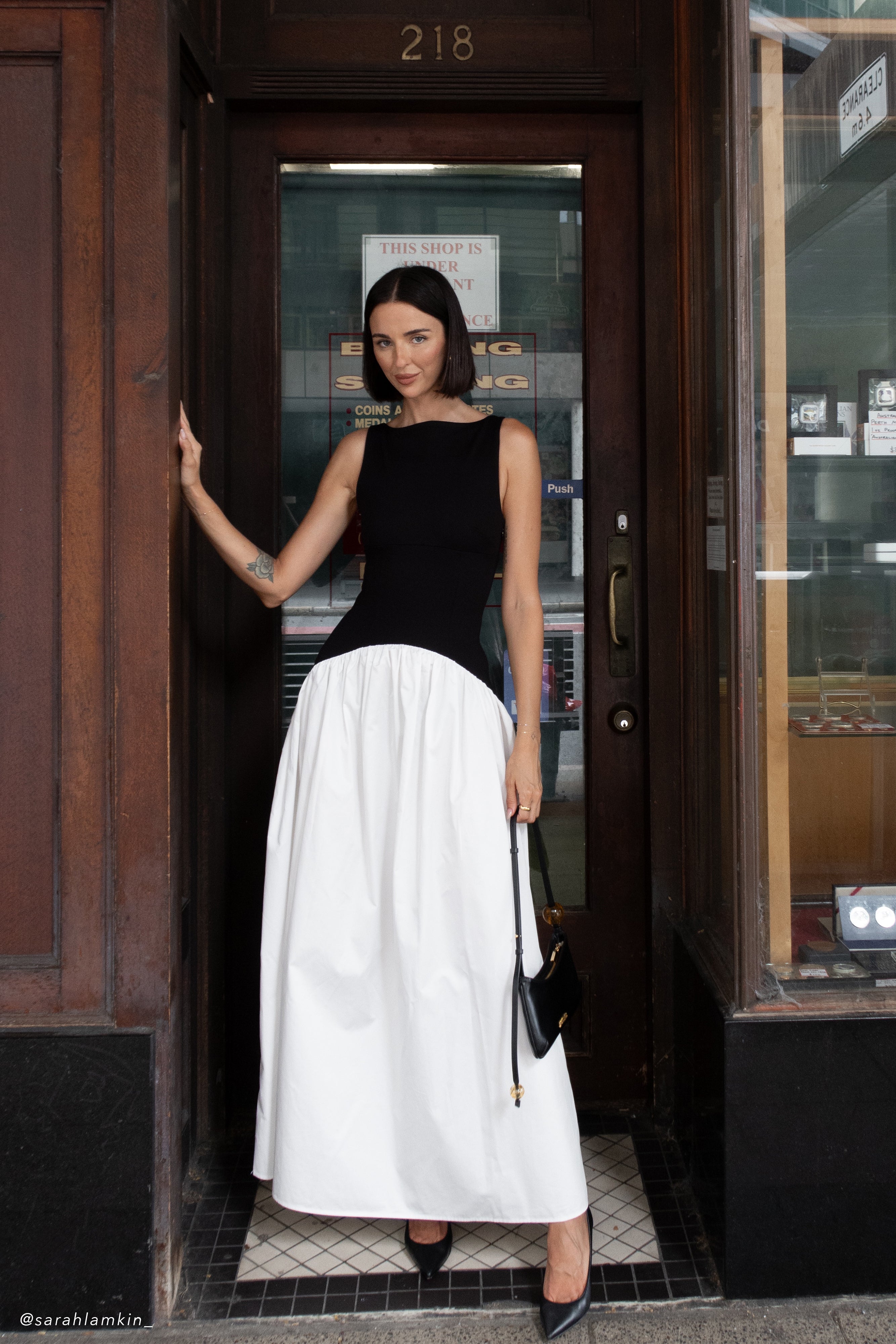 Contrast Sleeveless Maxi Dress with Boat Neckline | Acacia