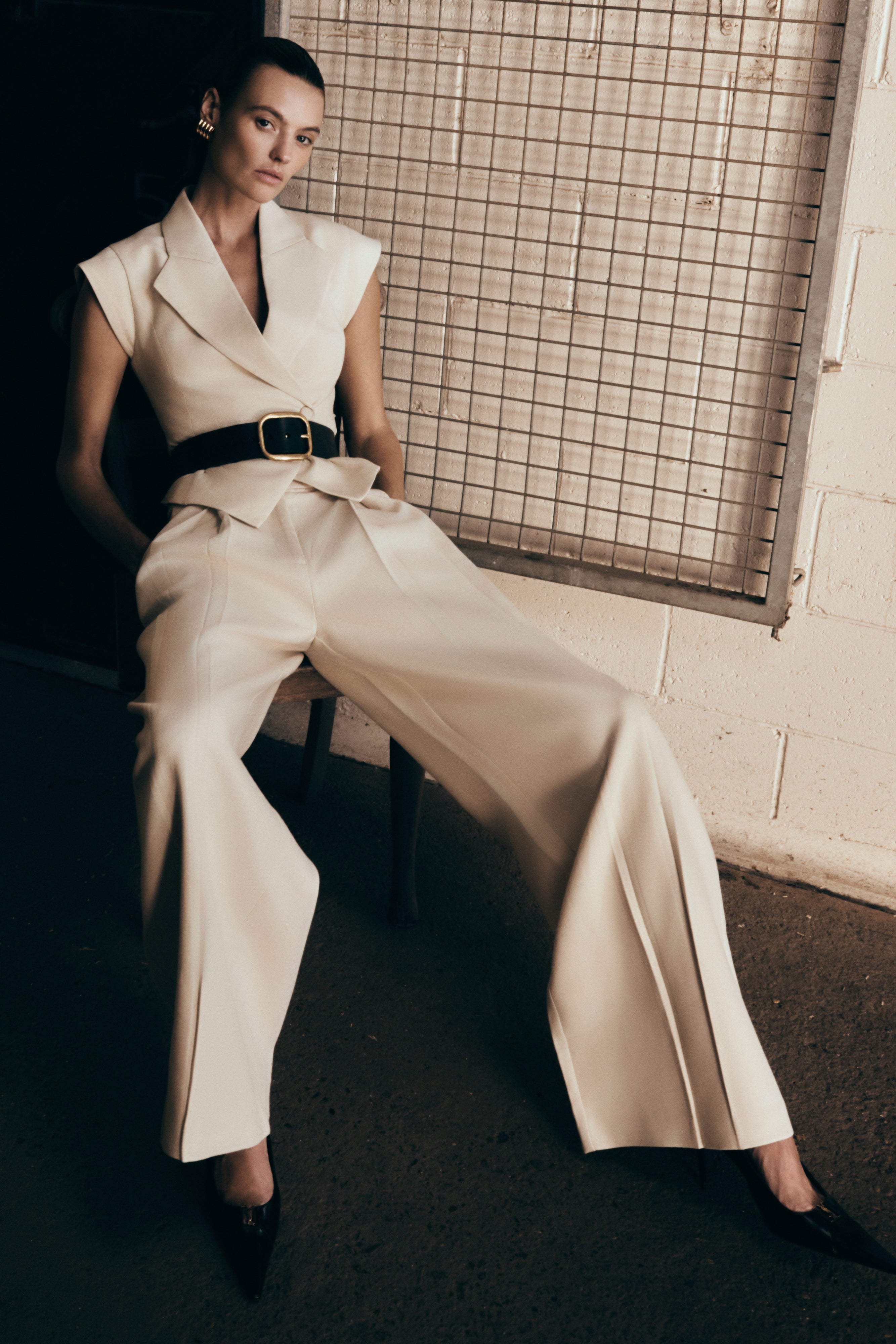 Wide Leg Linen Pants for Women | Mid Rise & French Fly Waistband | RAYA