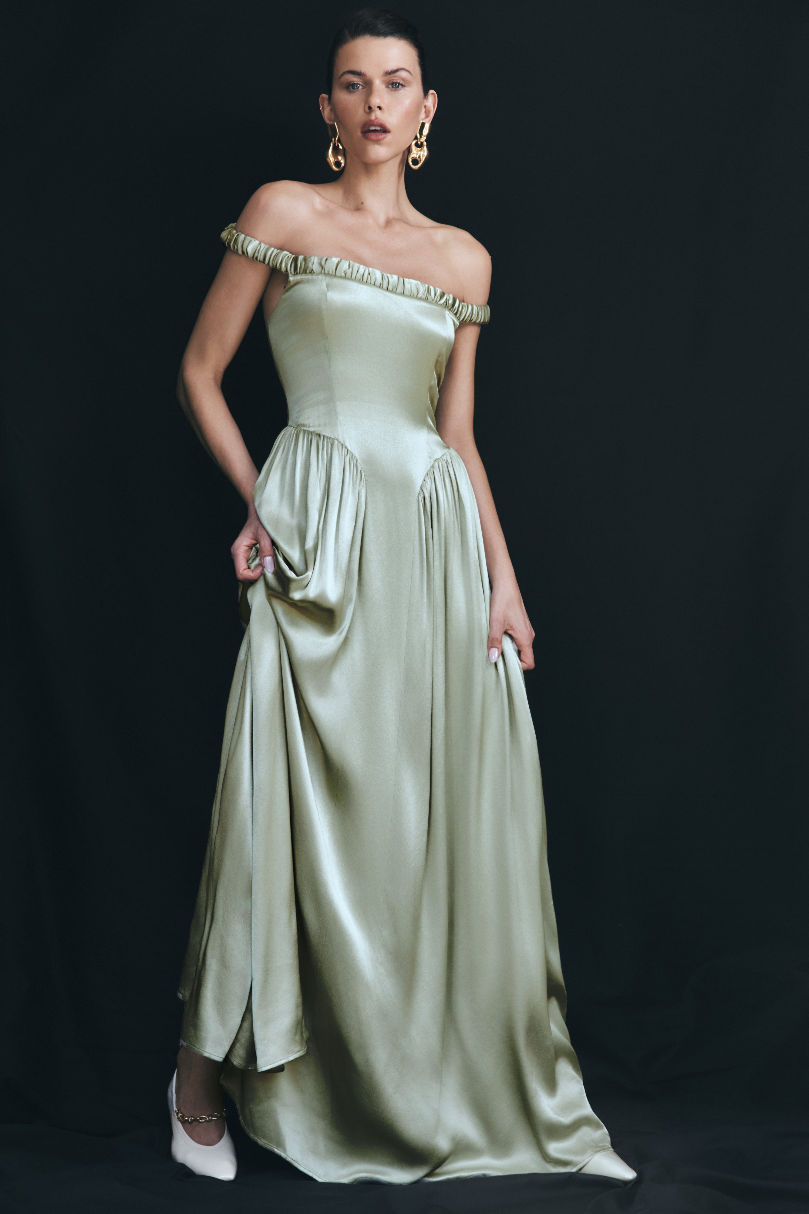 Off-the-Shoulder Maxi Dress with Dropped Waist | COCO Sage