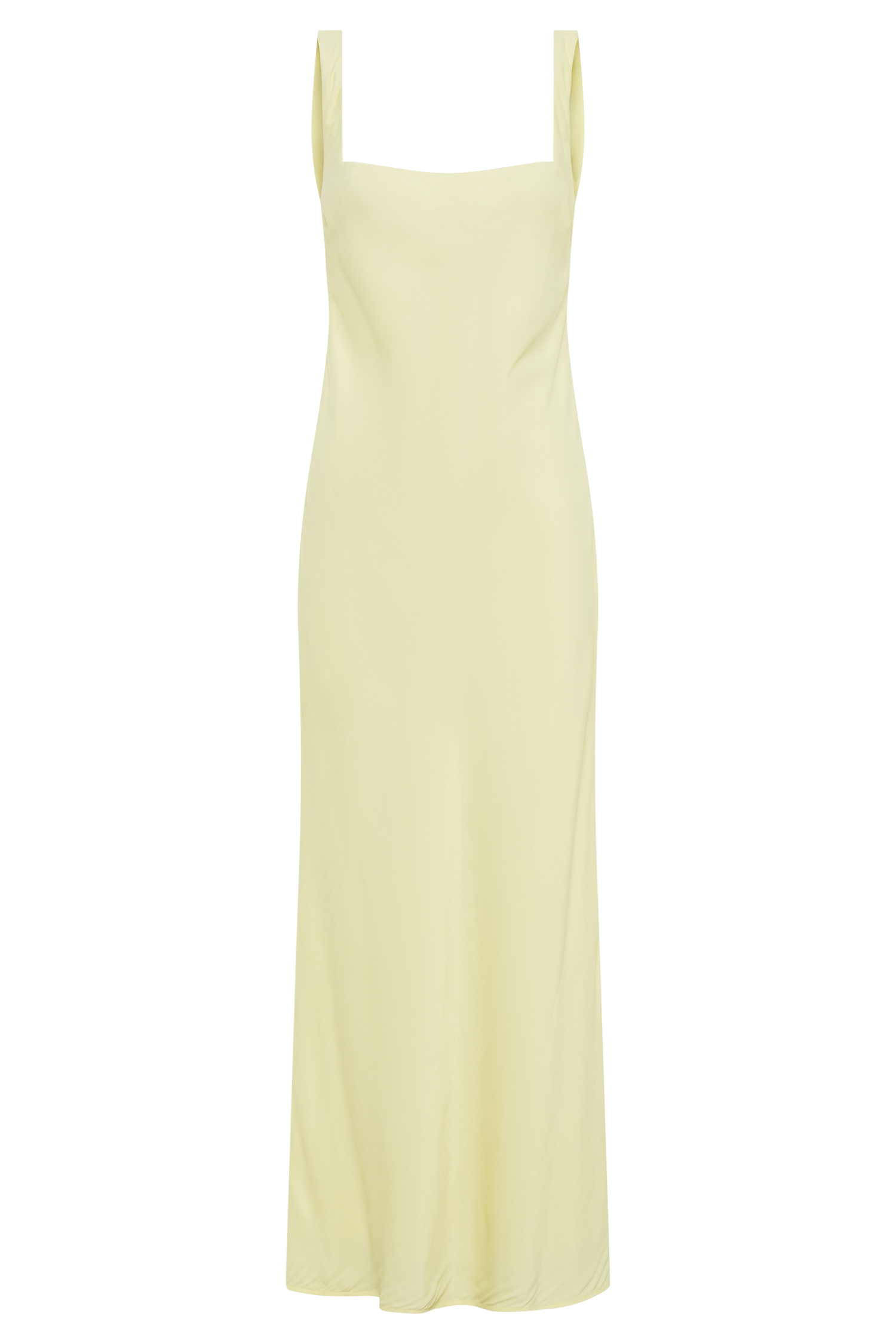 Satin Maxi Dress with Scooped Neck & Side Zipper | Ensley Light Yellow
