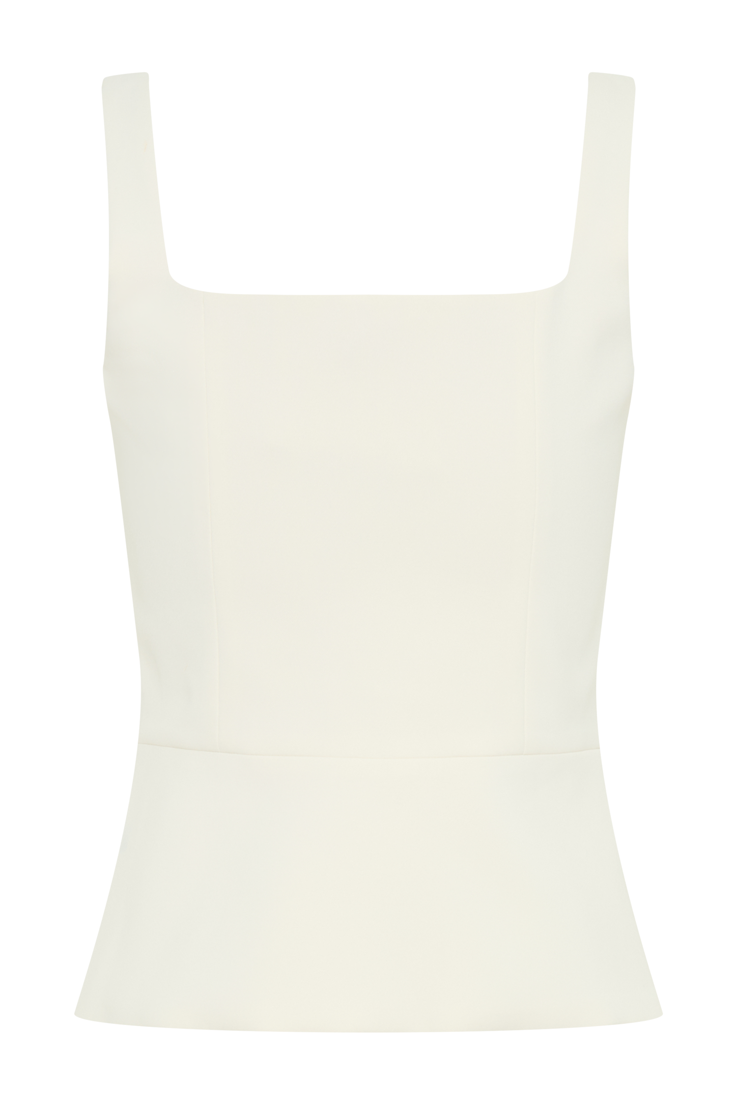 Ivory Peplum Top with Square Neckline & Button Front | Sunny Suiting