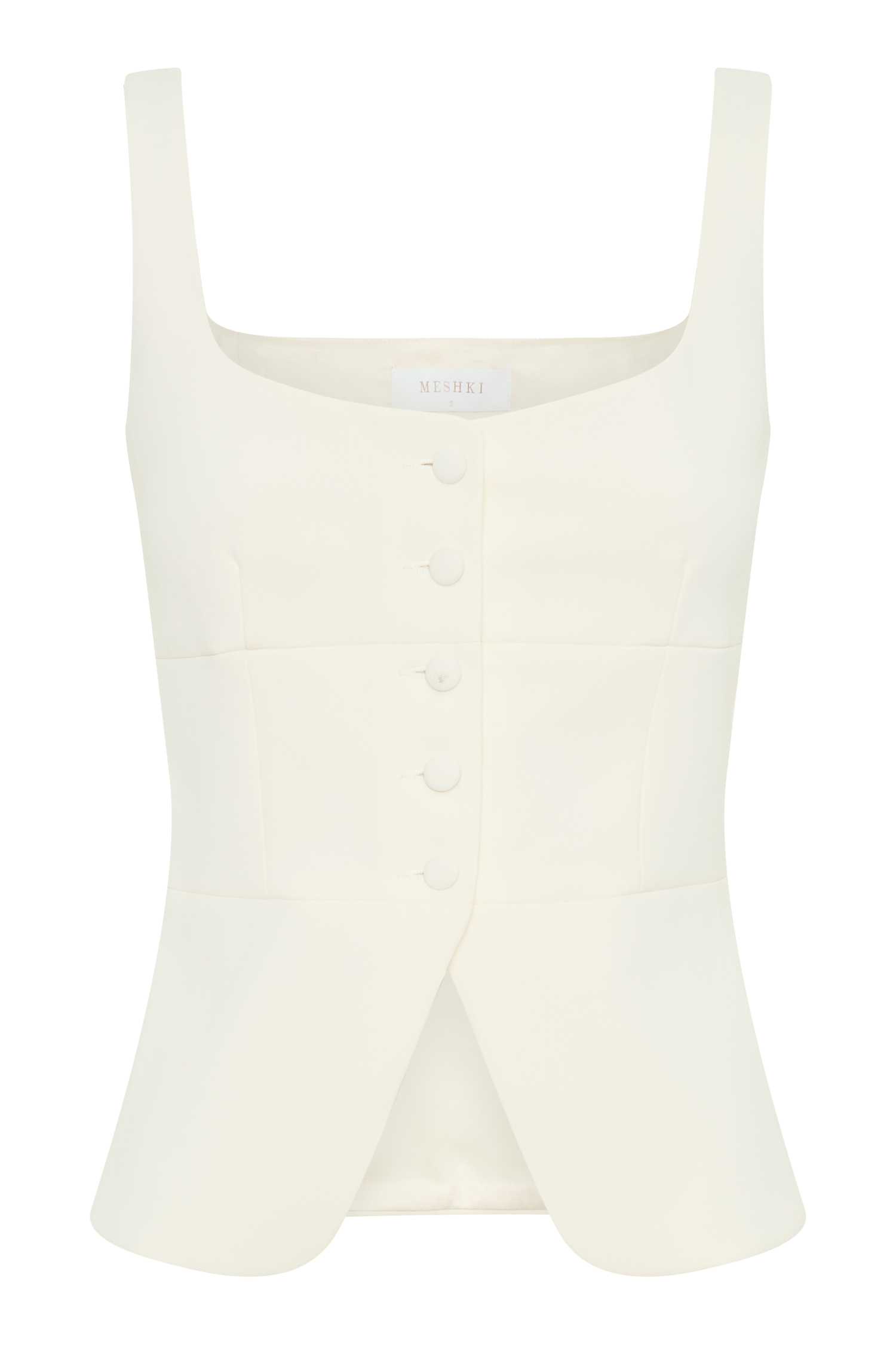 Ivory Peplum Top with Square Neckline & Button Front | Sunny Suiting