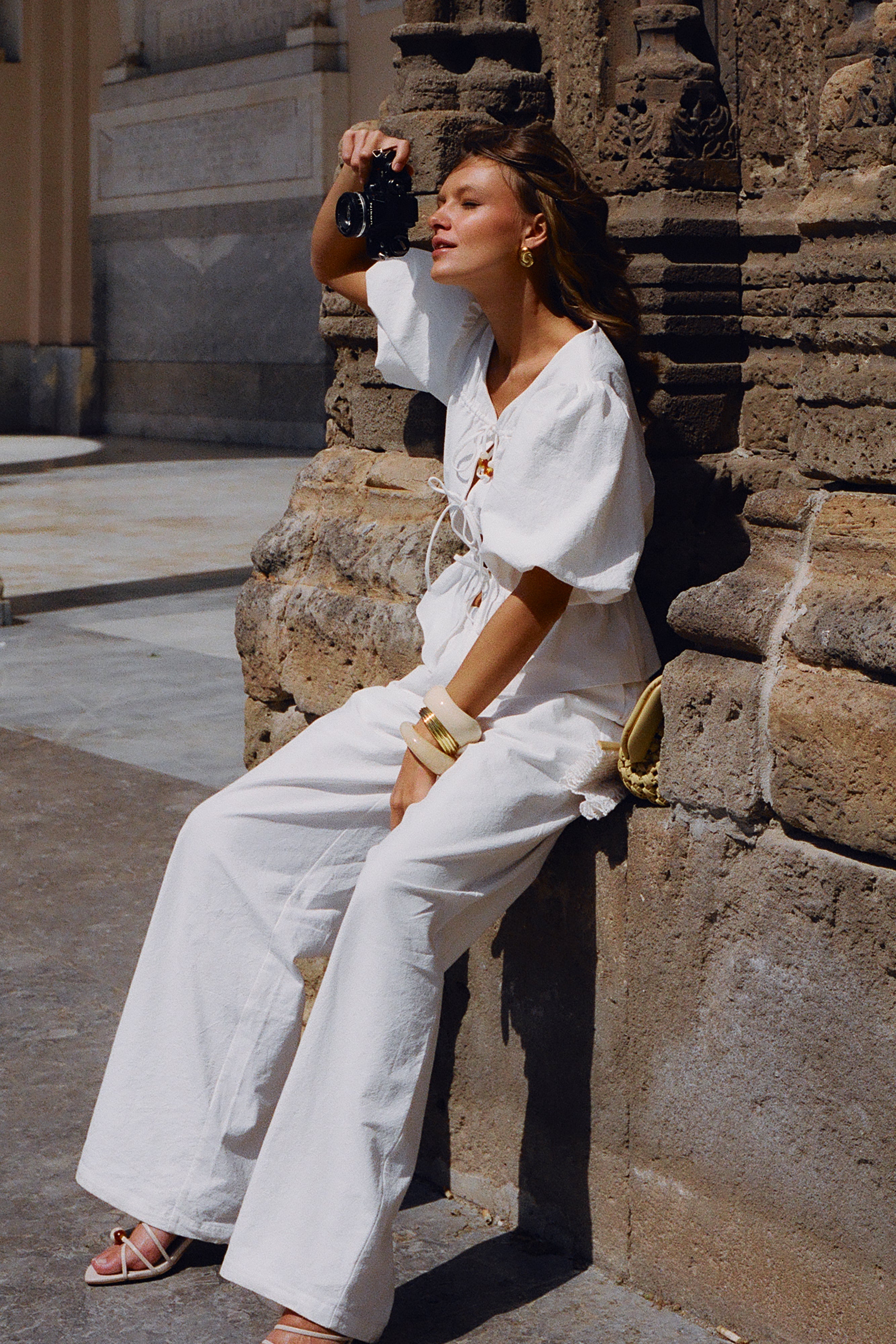 Women's Cotton Wide Leg Pants with Elastic Waist | Janayia