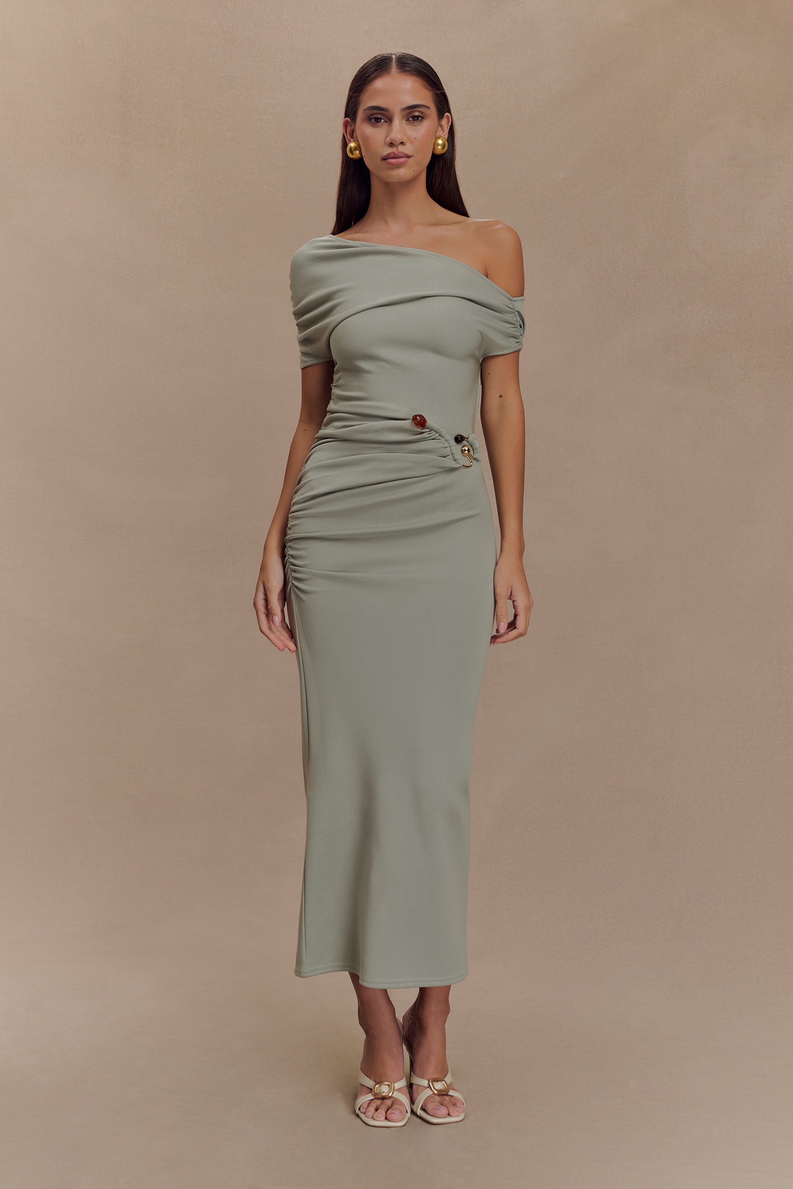 Scuba Jersey Midi Dress with Gold Hardware | Kendra Sage