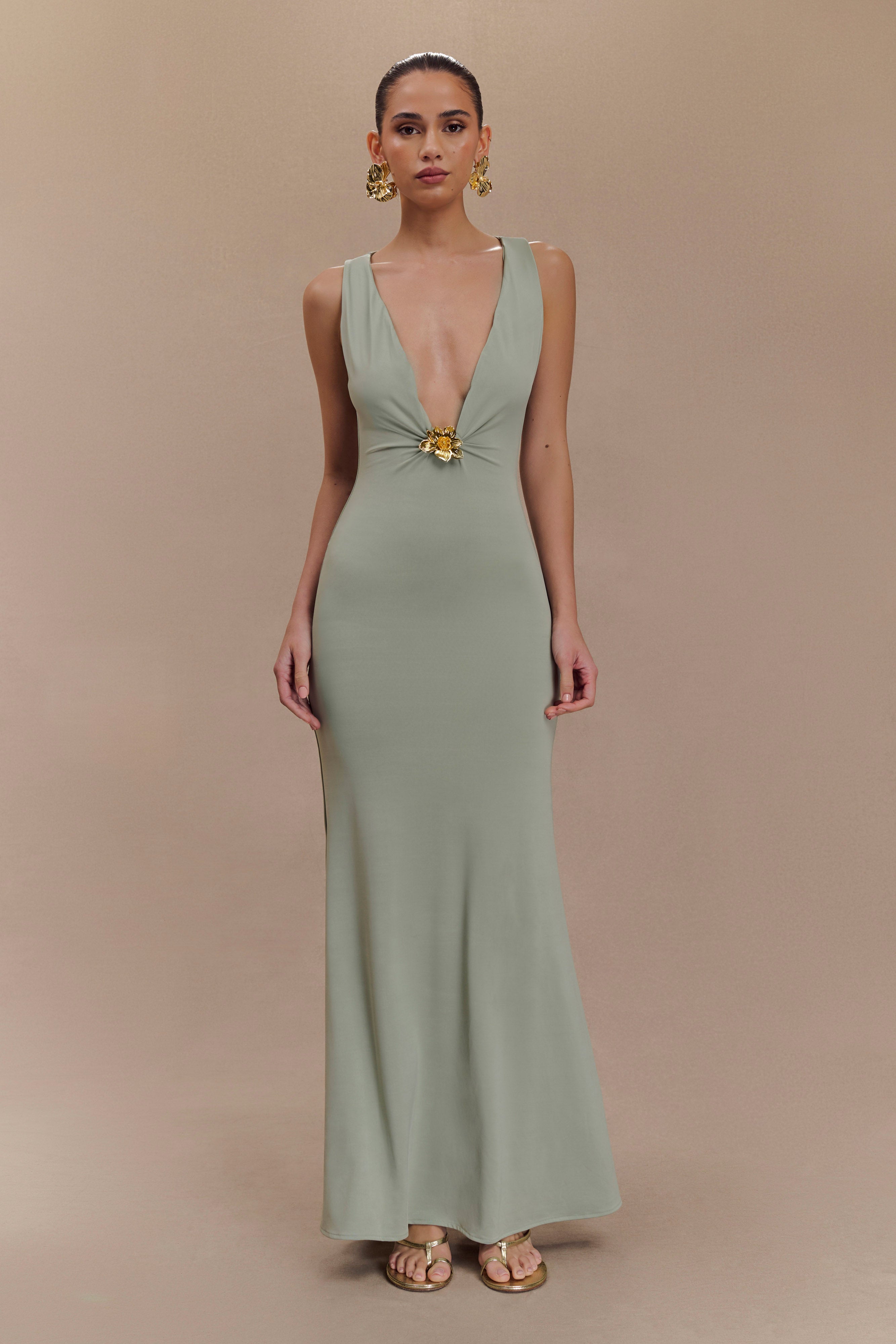 Floral Hardware Plunge Maxi Dress | Beck Basil