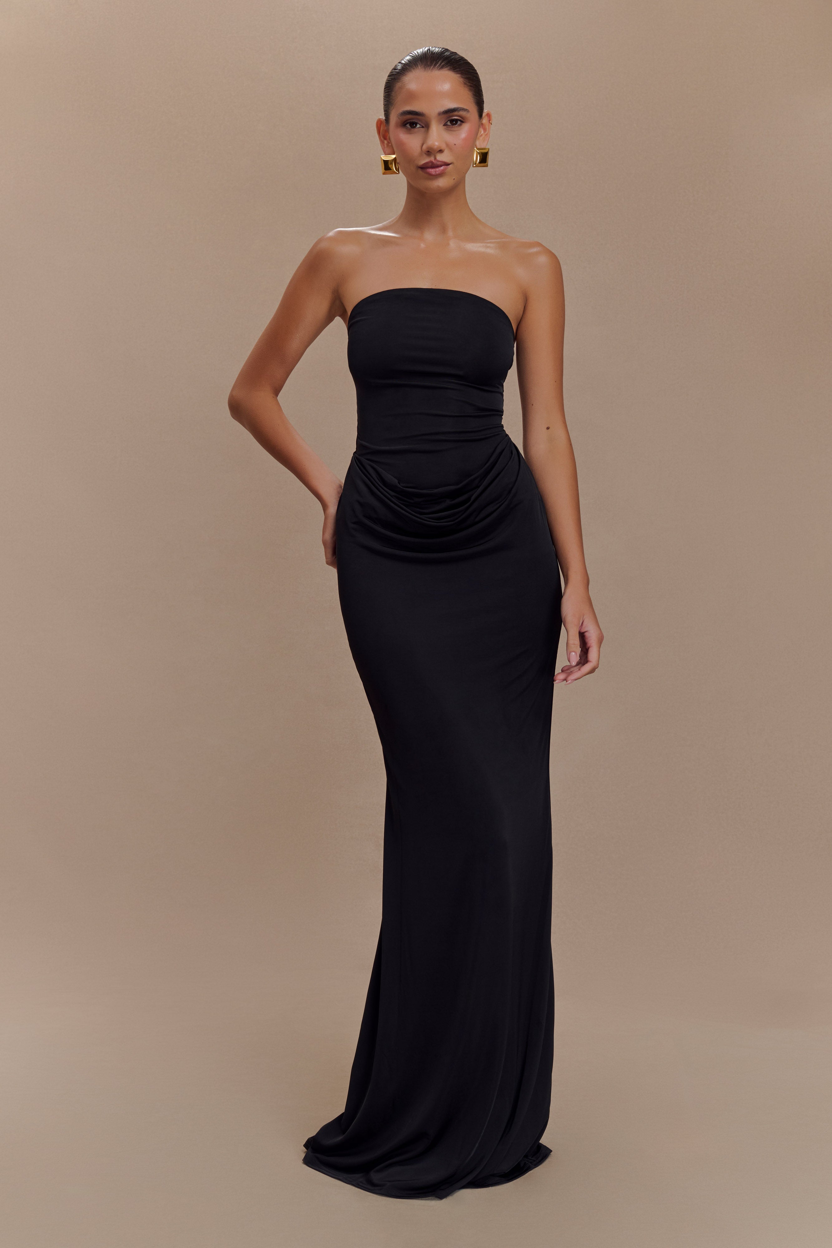 Strapless Maxi Dress with Fishtail Hem & Bodycon Fit | Madison