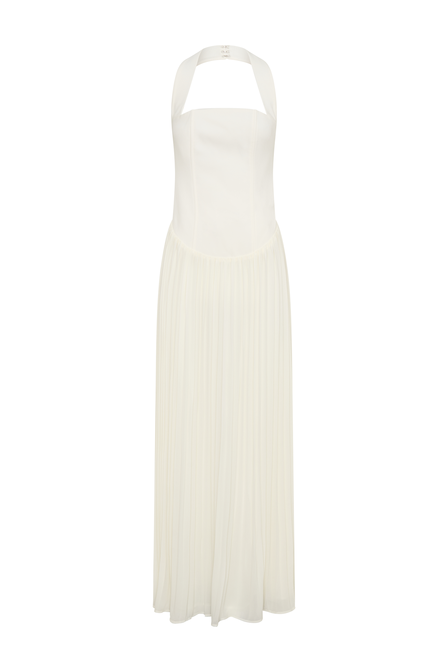 Pleated Halter Maxi Dress for Weddings & Special Occasions | Stacie Ivory