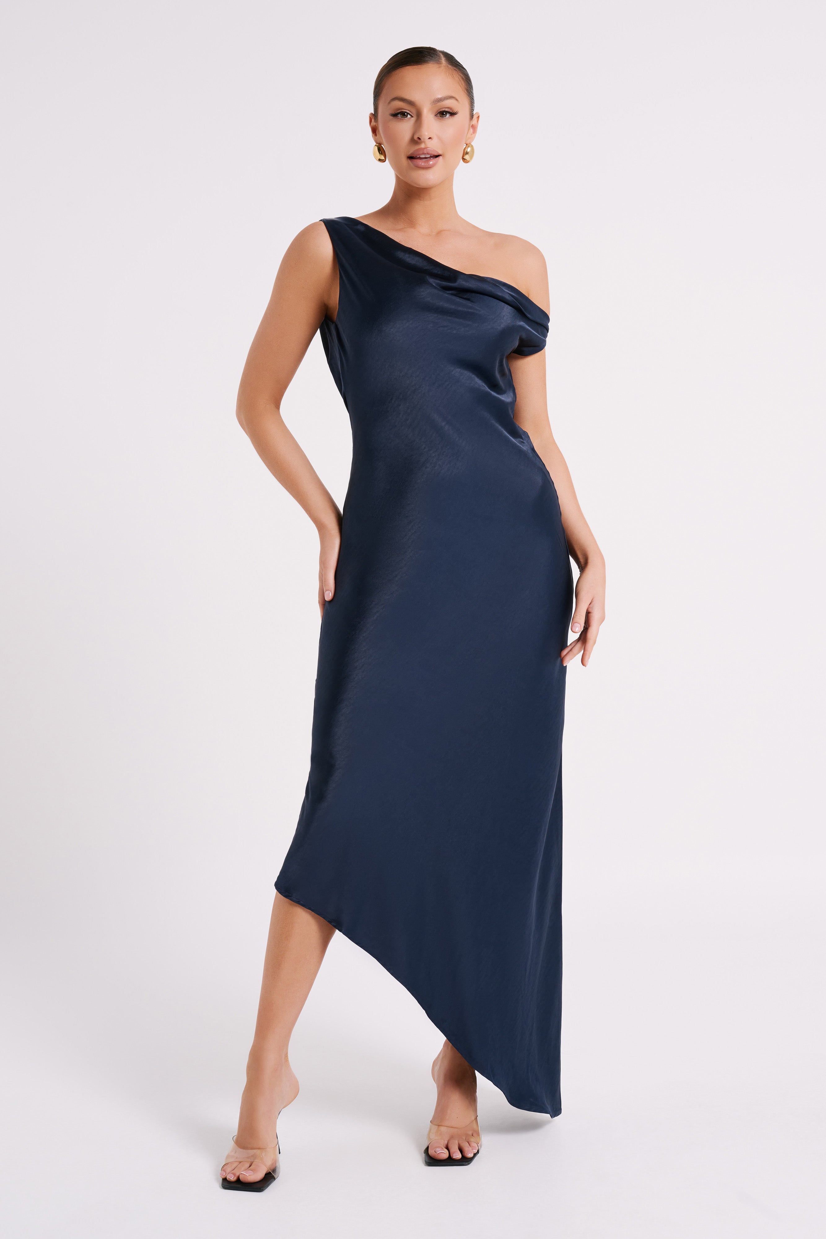 Asymmetrical Hem Slip Maxi Dress with Open Back | Yvette