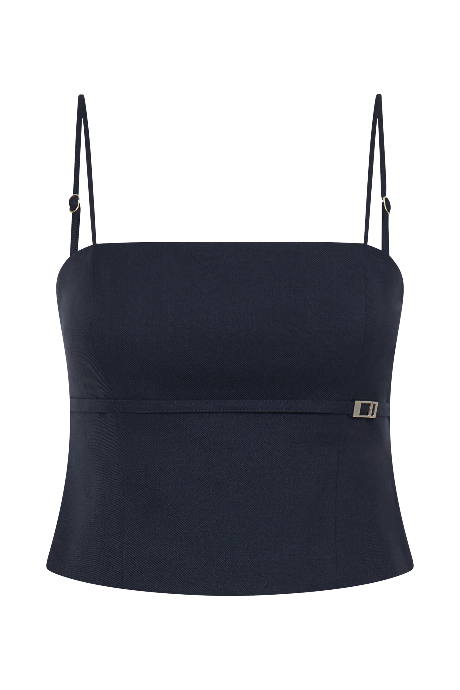 Dark Navy Crop Top with Adjustable Straps & Back Zip | Aberley