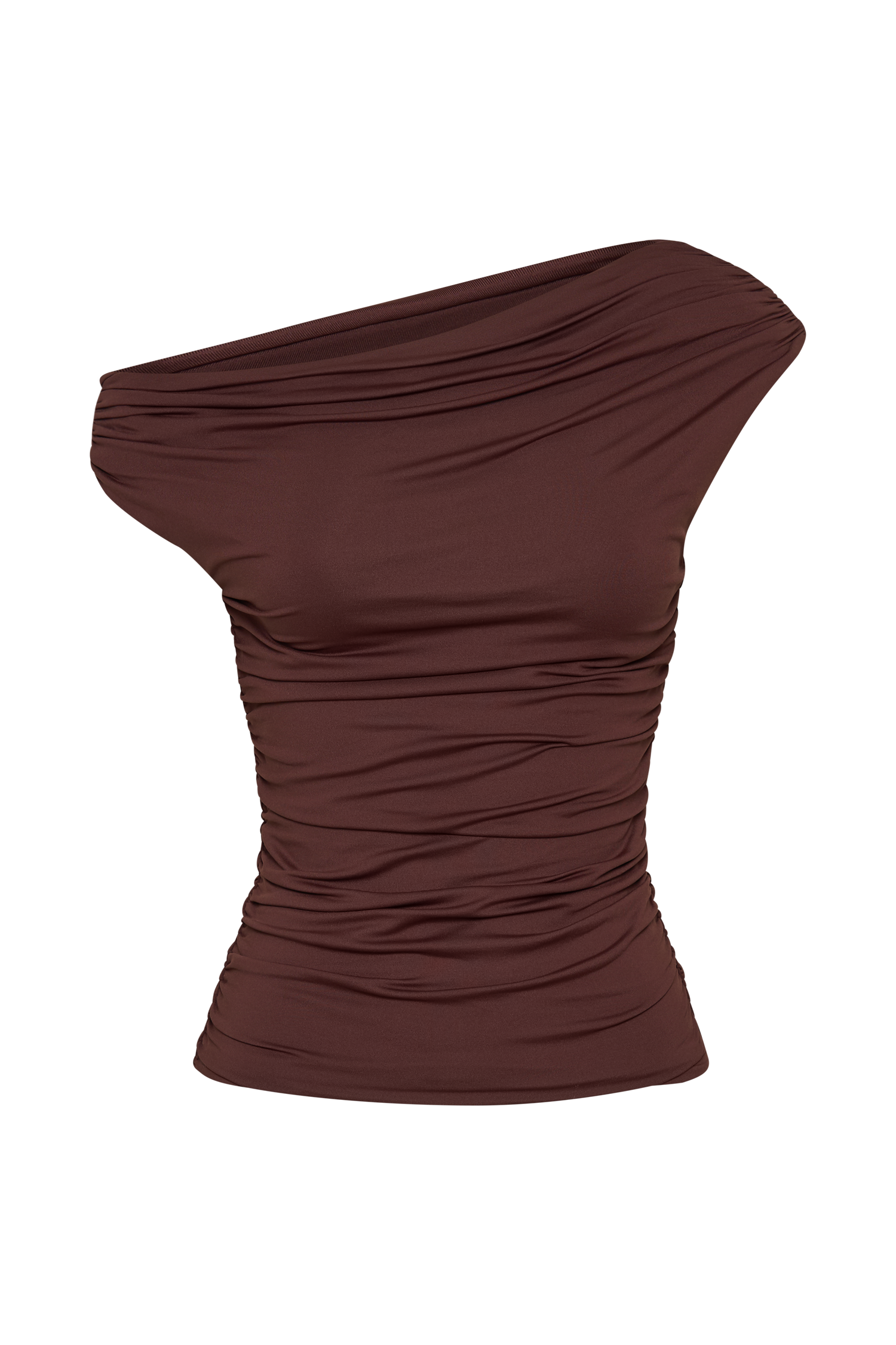Recycled Nylon Ruched Top with Elastane | Alayna Chocolate