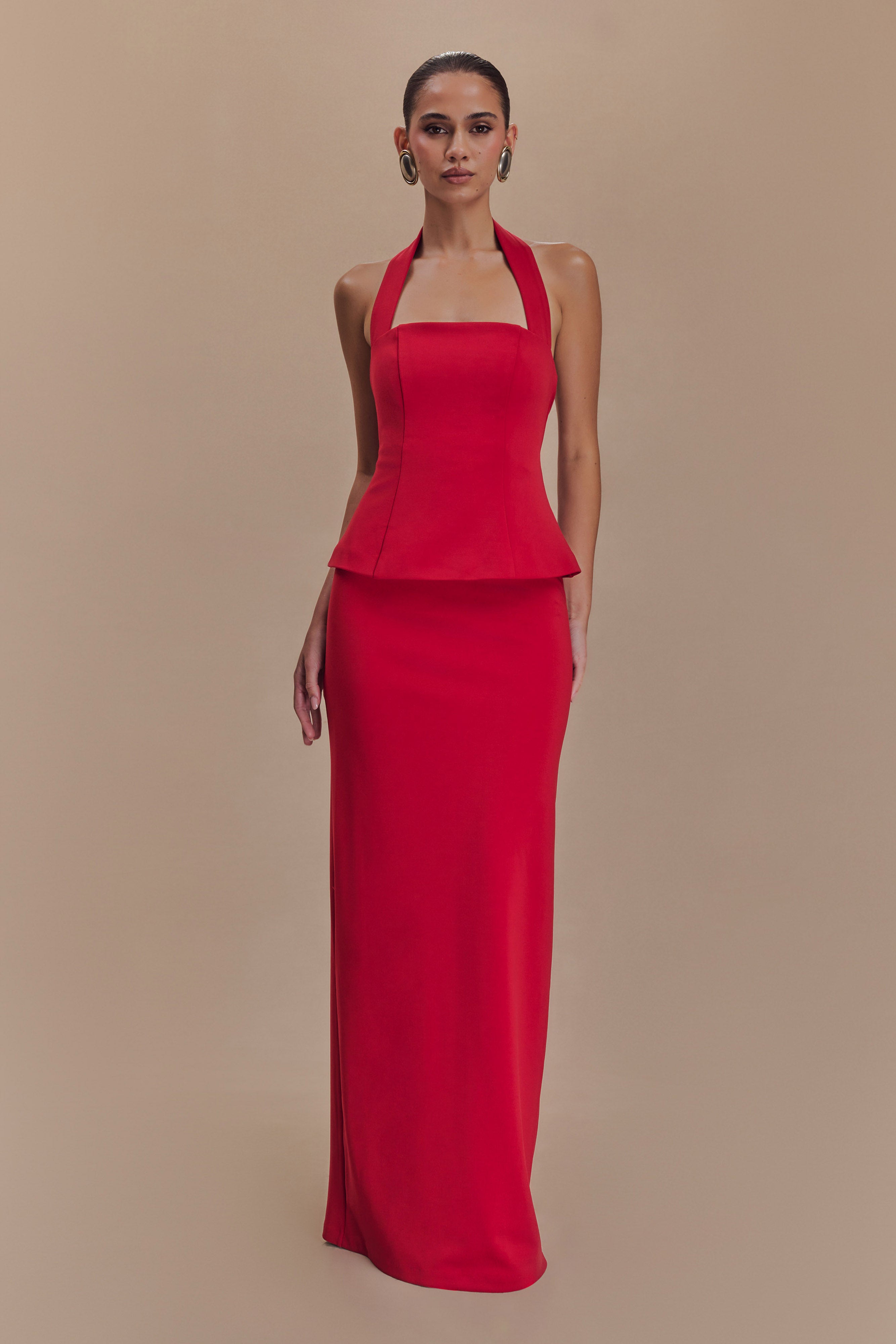 Peplum Halter Maxi Dress for Evening & Special Occasions | Bertie