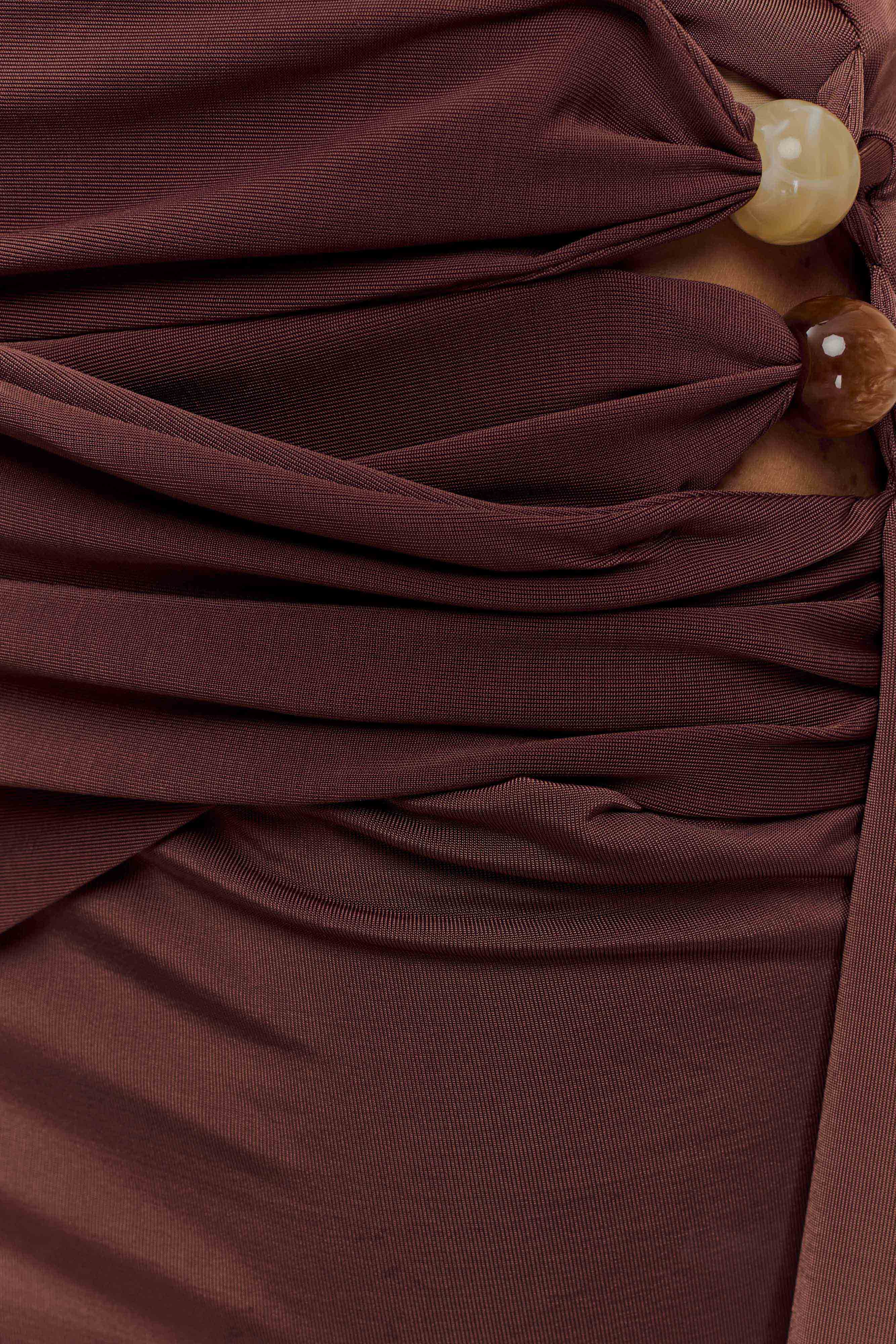 Beaded Wrap Mini Skirt for Evening Wear | Alicent Chocolate