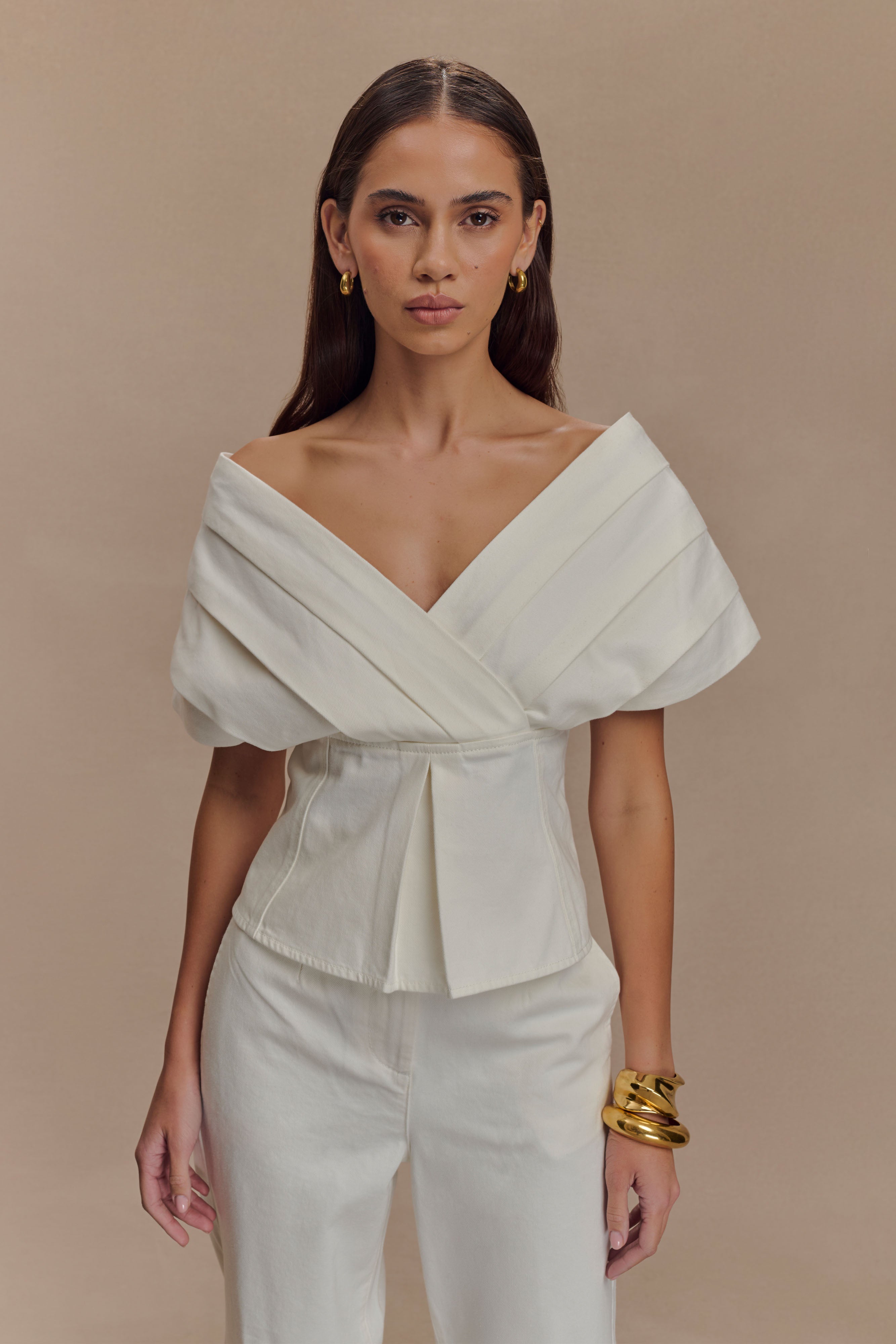 Off Shoulder Denim Top with Adjustable Back Strap | Rayne