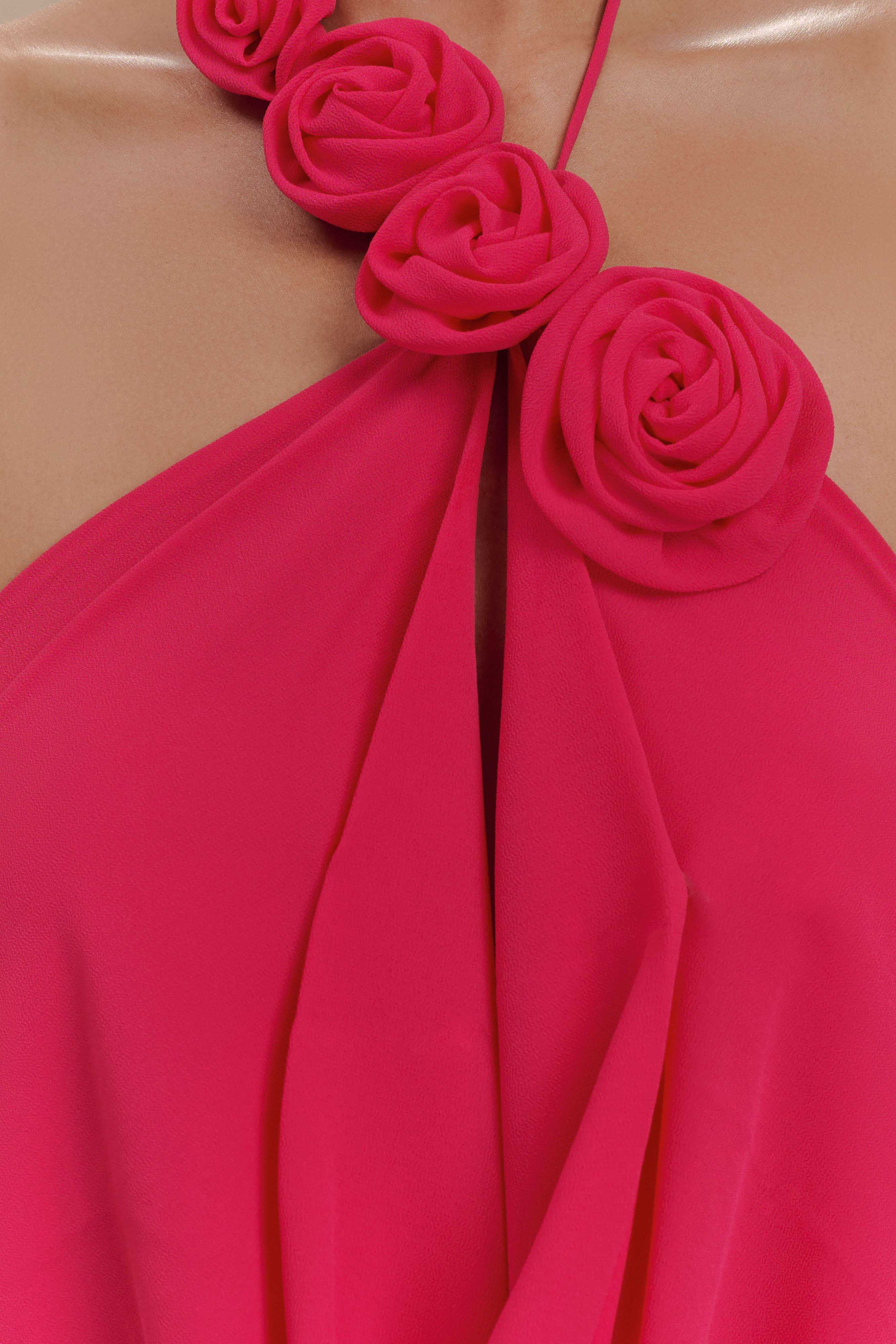 Cowl Neck Maxi Dress with Open Back & Chiffon Detail | Rosalia