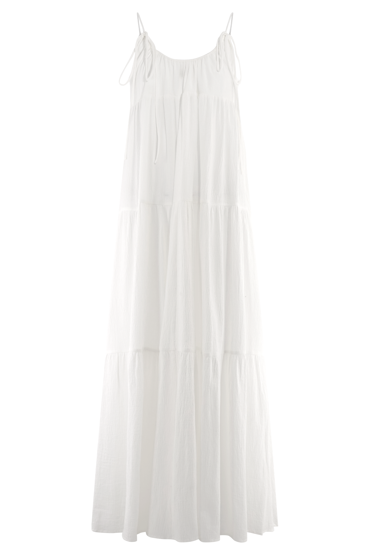 White Front Tie Top with Gathered Neckline | Lenny