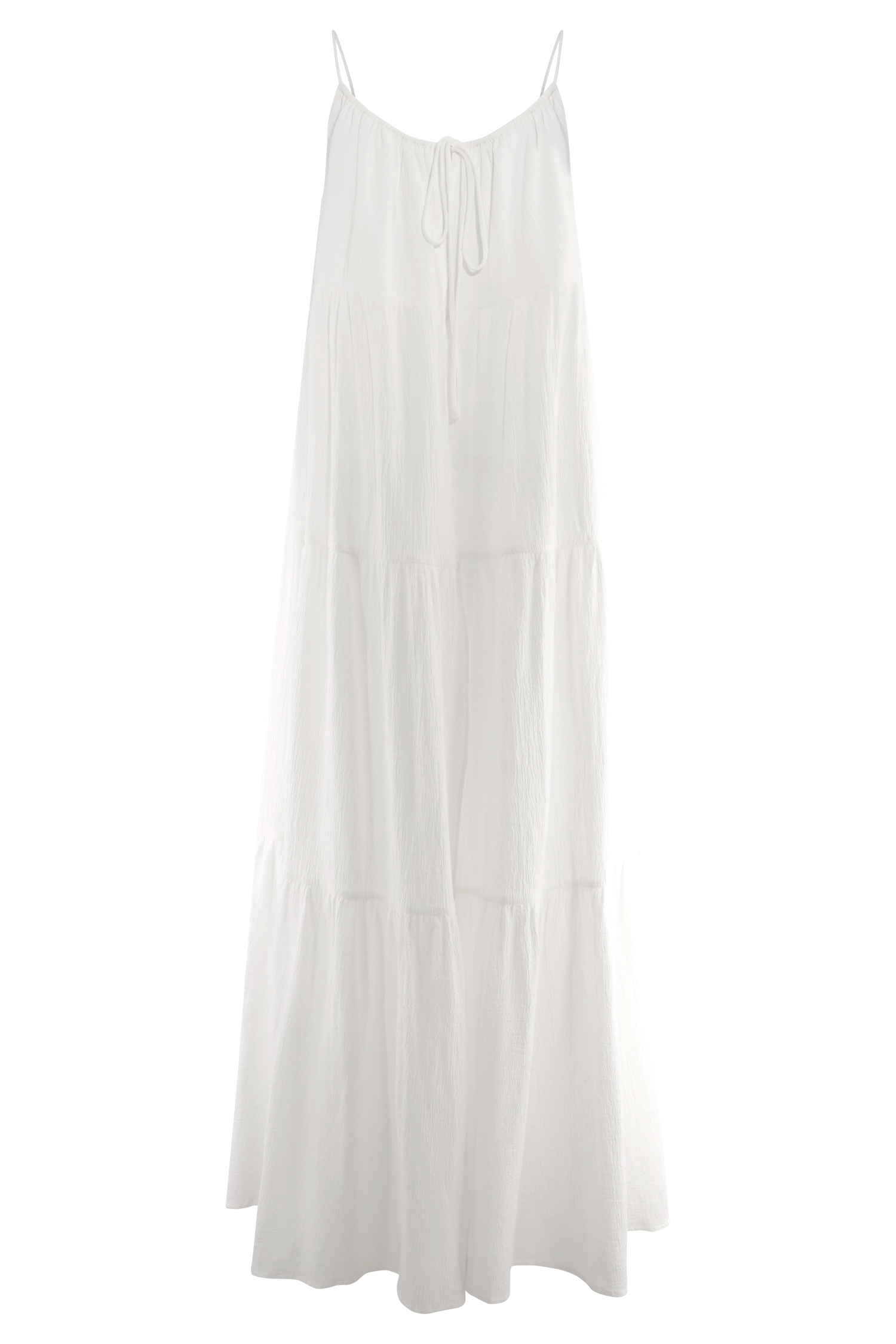 White Front Tie Top with Gathered Neckline | Lenny