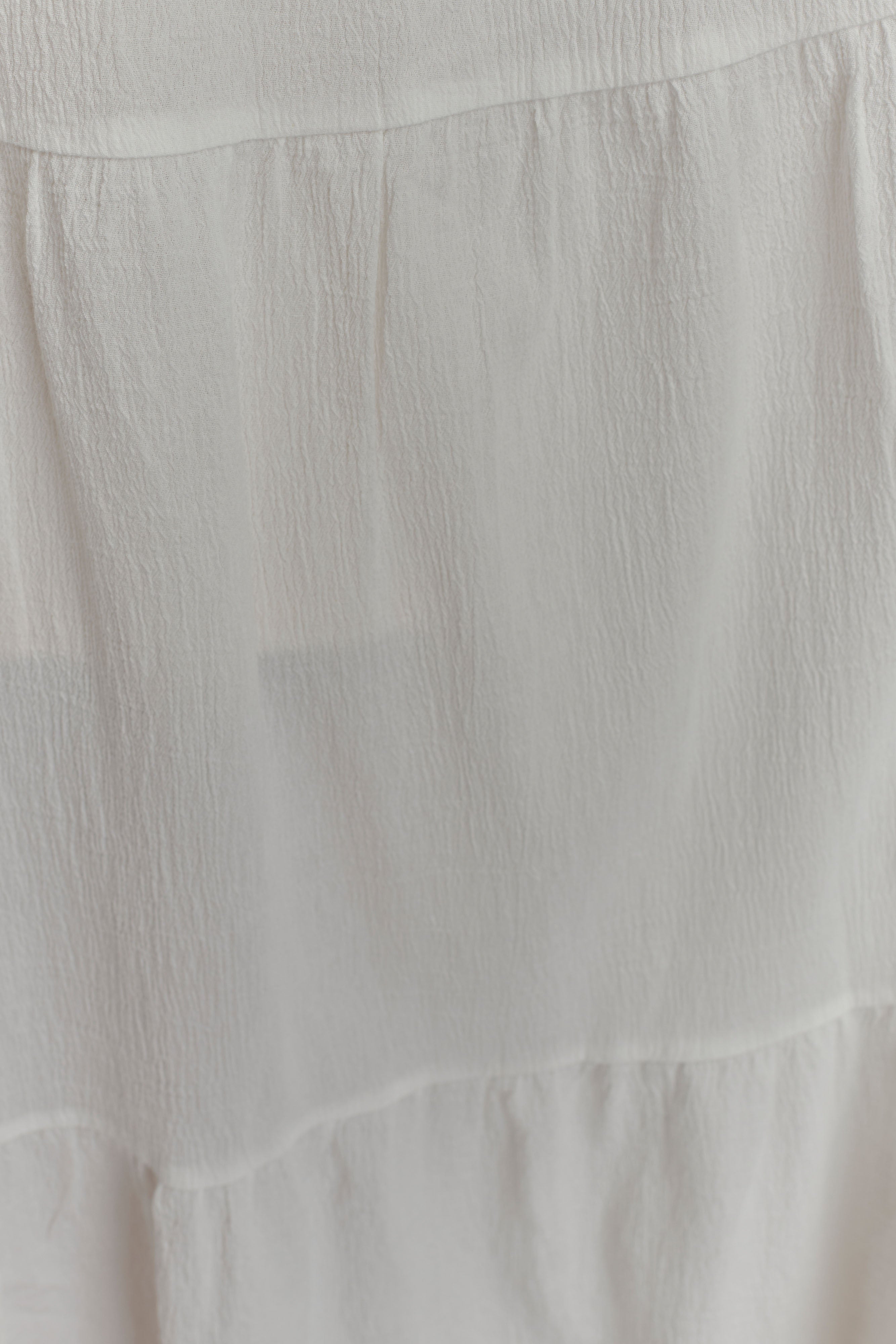 White Front Tie Top with Gathered Neckline | Lenny