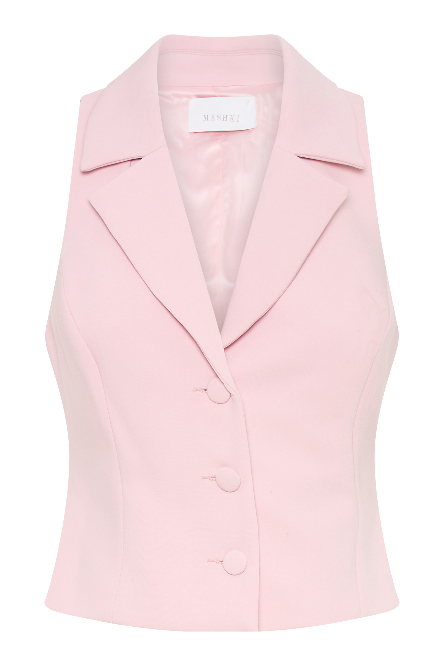 Women's Baby Pink Suiting Vest with V-Neck & Buttons | MURA