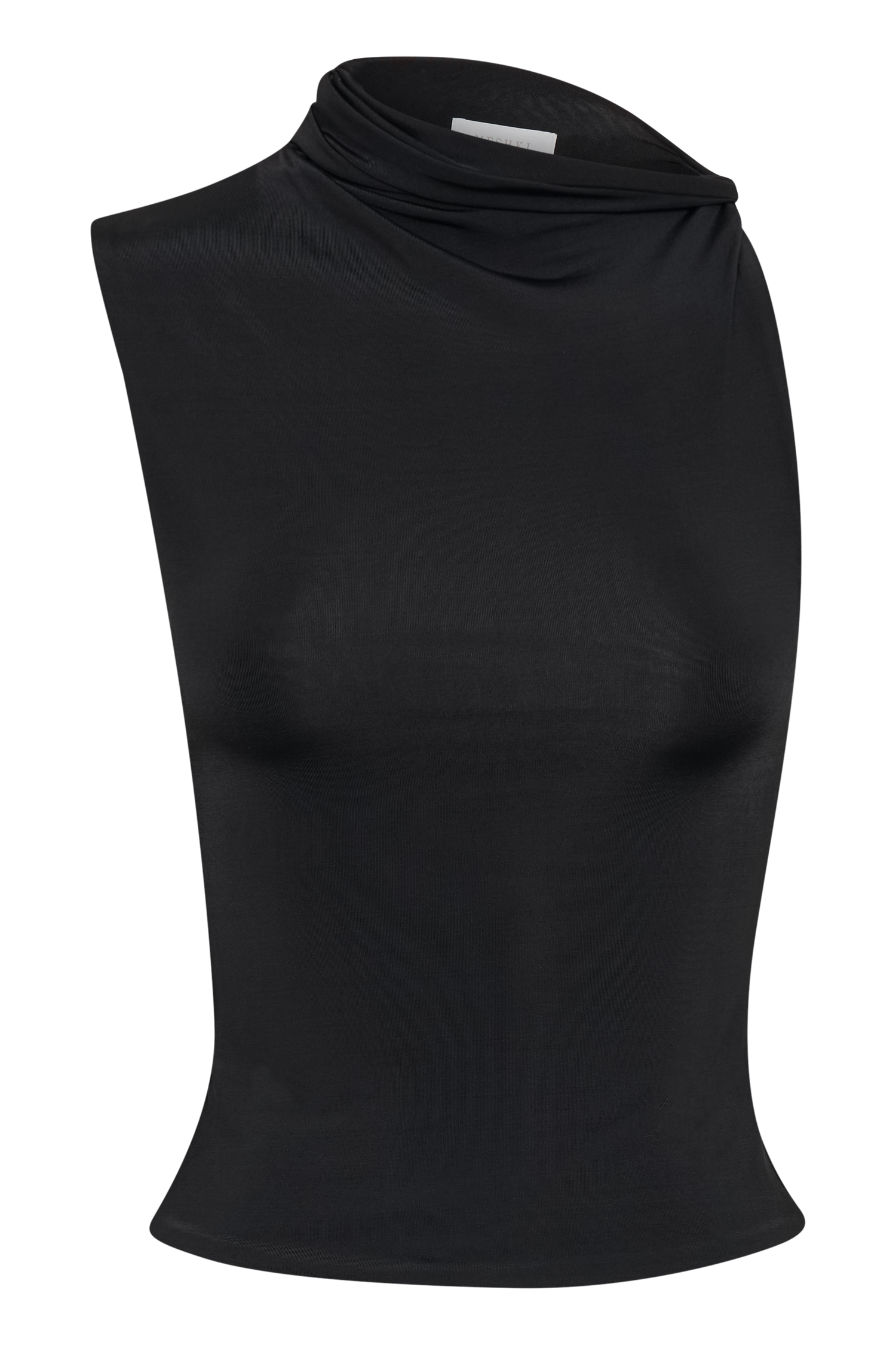 Sleeveless Slinky Top with Asymmetrical Neckline | Hadleigh Black
