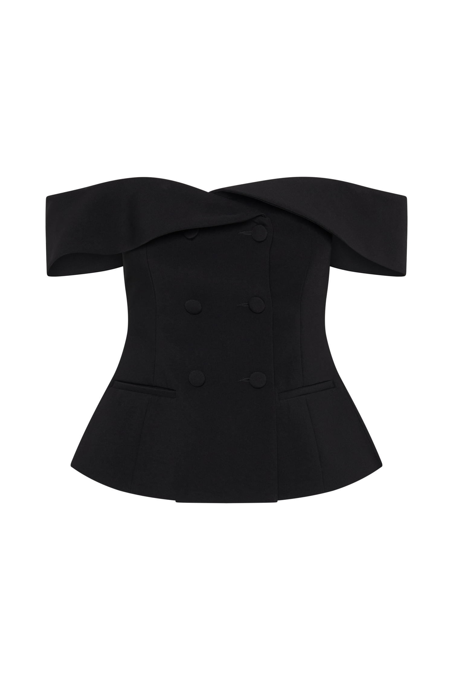 Strapless Suiting Top with Double-Breasted Closure | Krista Black