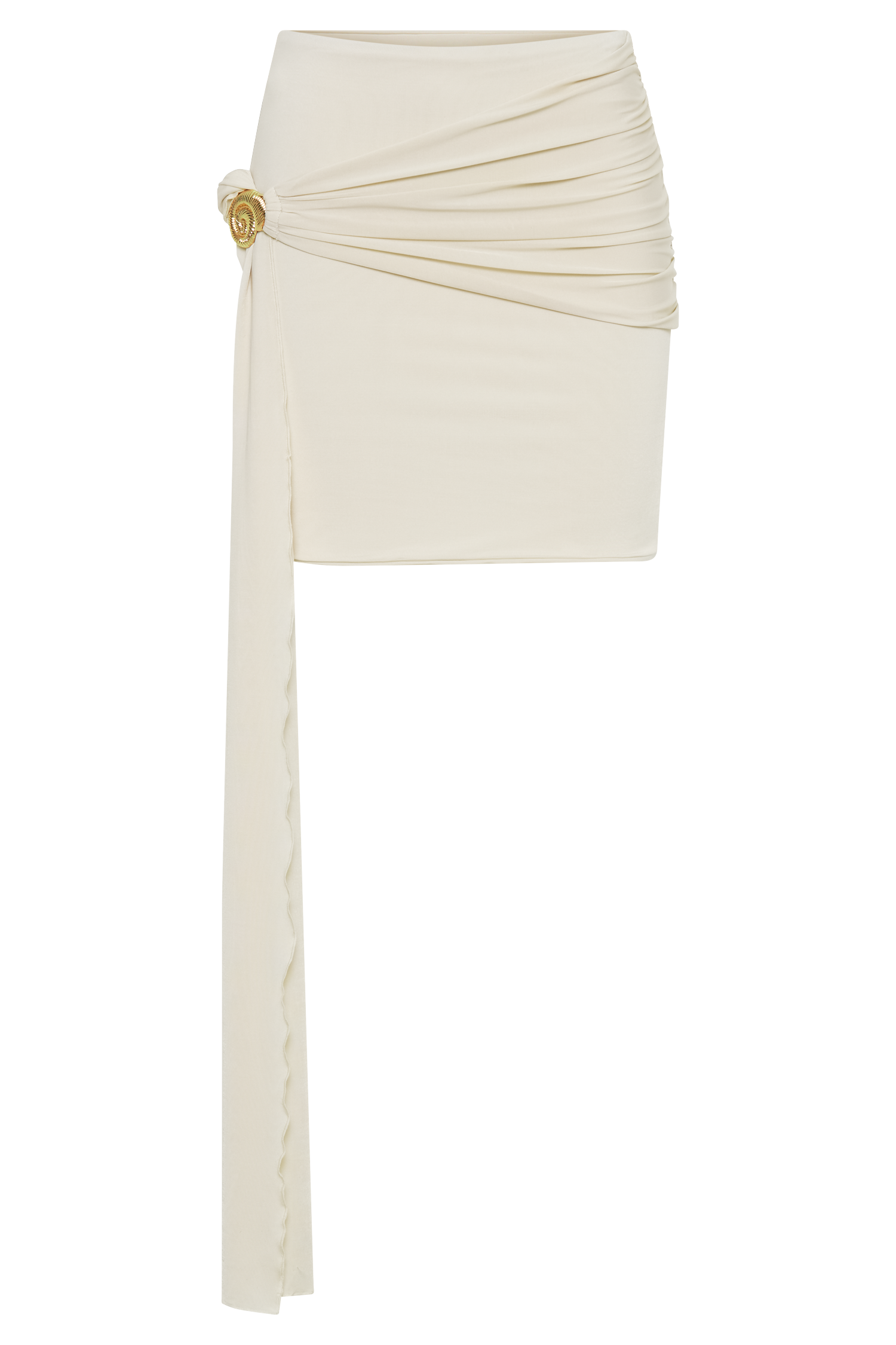 High-Waisted Slinky Mini Skirt with Shell Hardware | Maggie Ivory