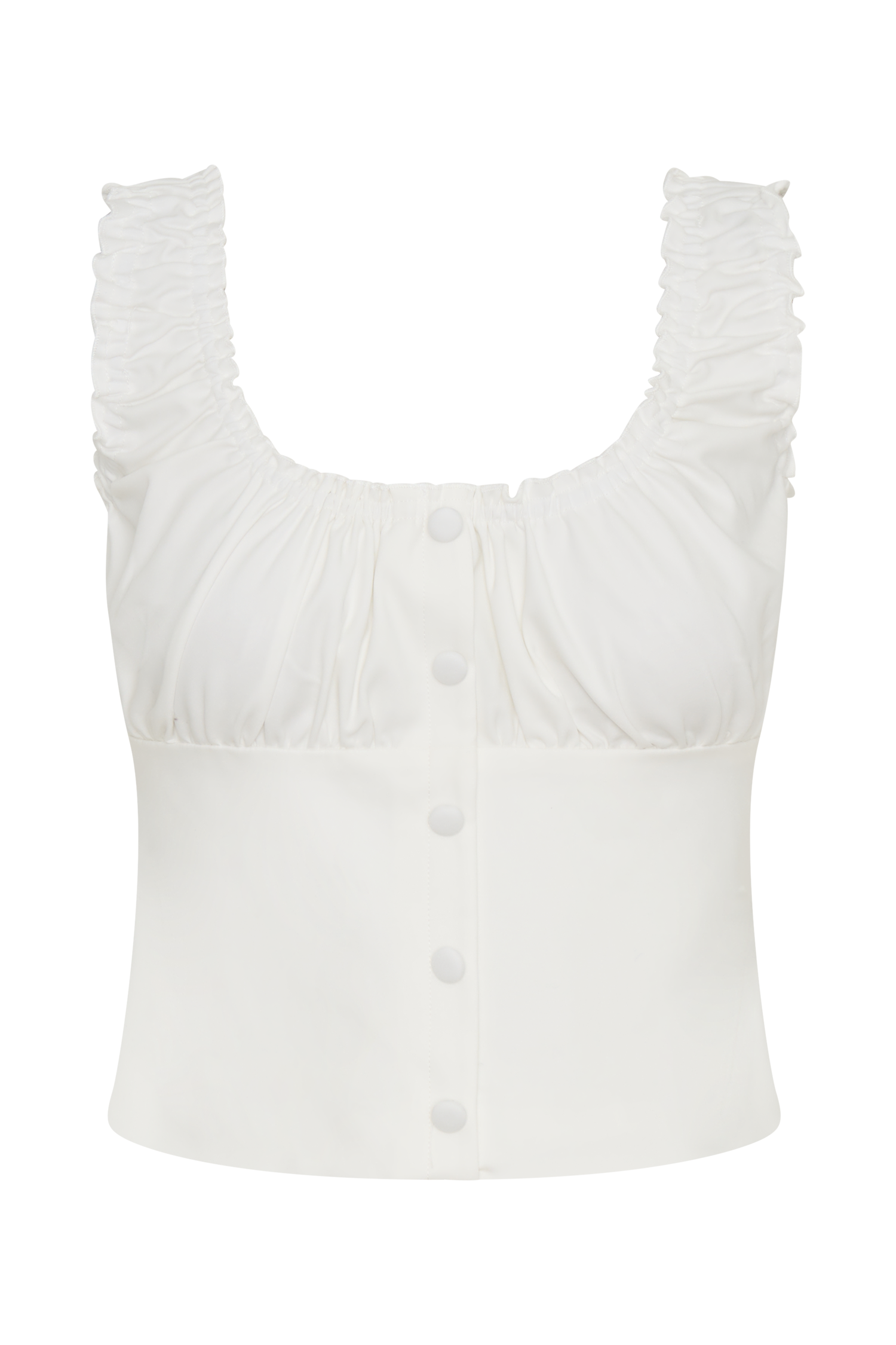 Sleeveless Ruched Bust Top for Women - White | INES