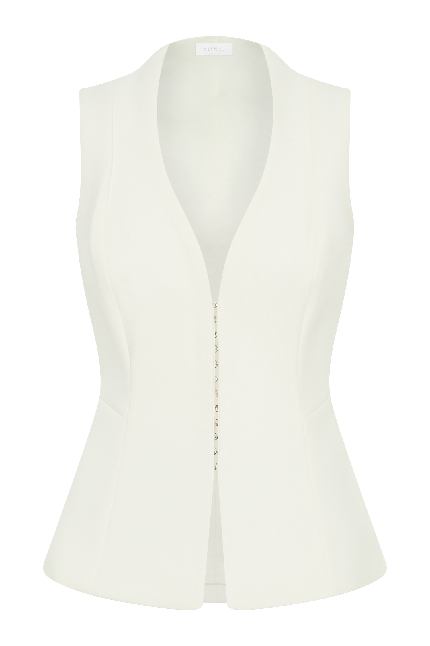 Structured Vest Top with V Neck & Flared Hem | Melinda Ivory