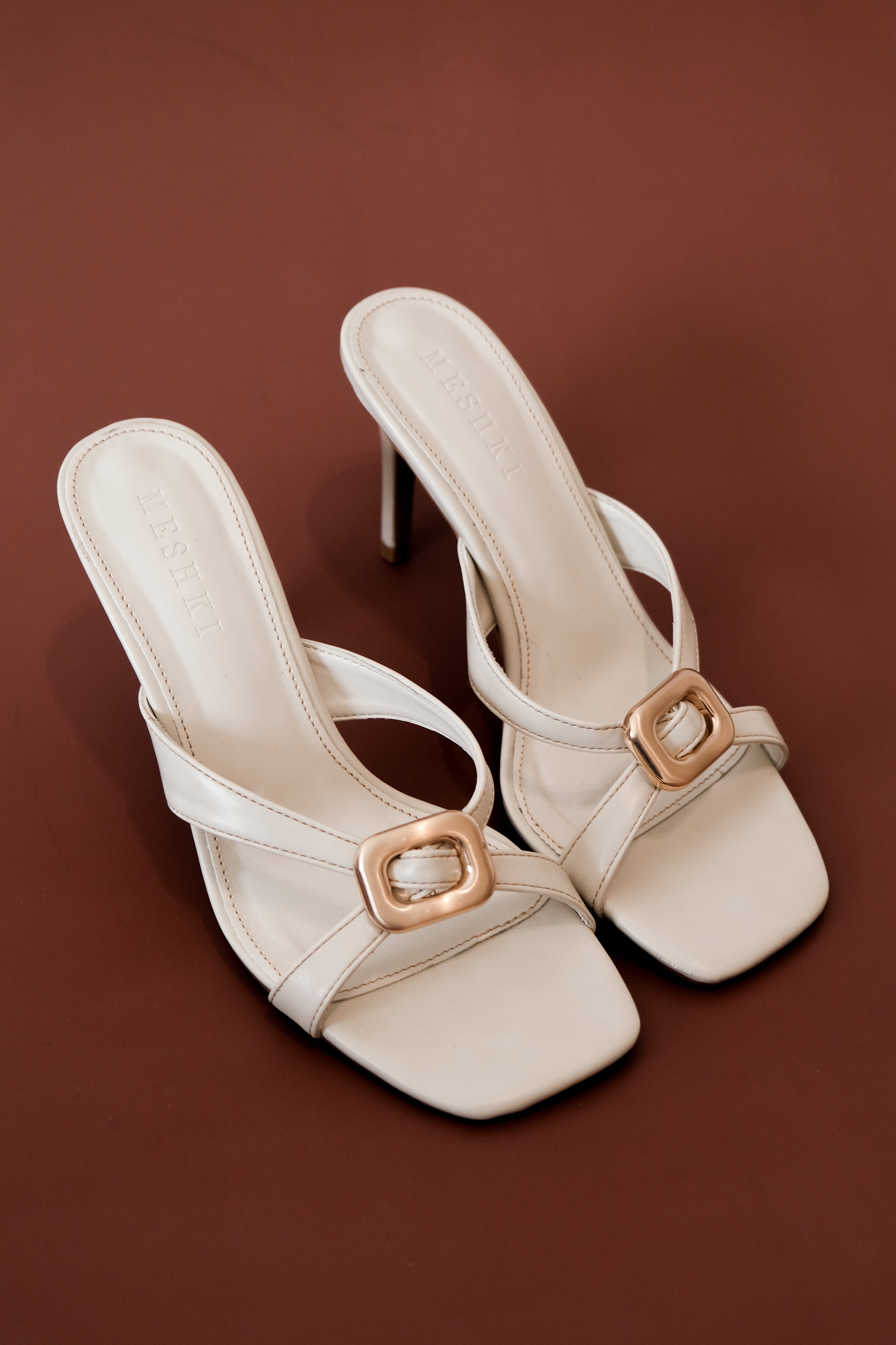 High Heel Stiletto with Gold Hardware & Cross Straps | Jodie Ivory