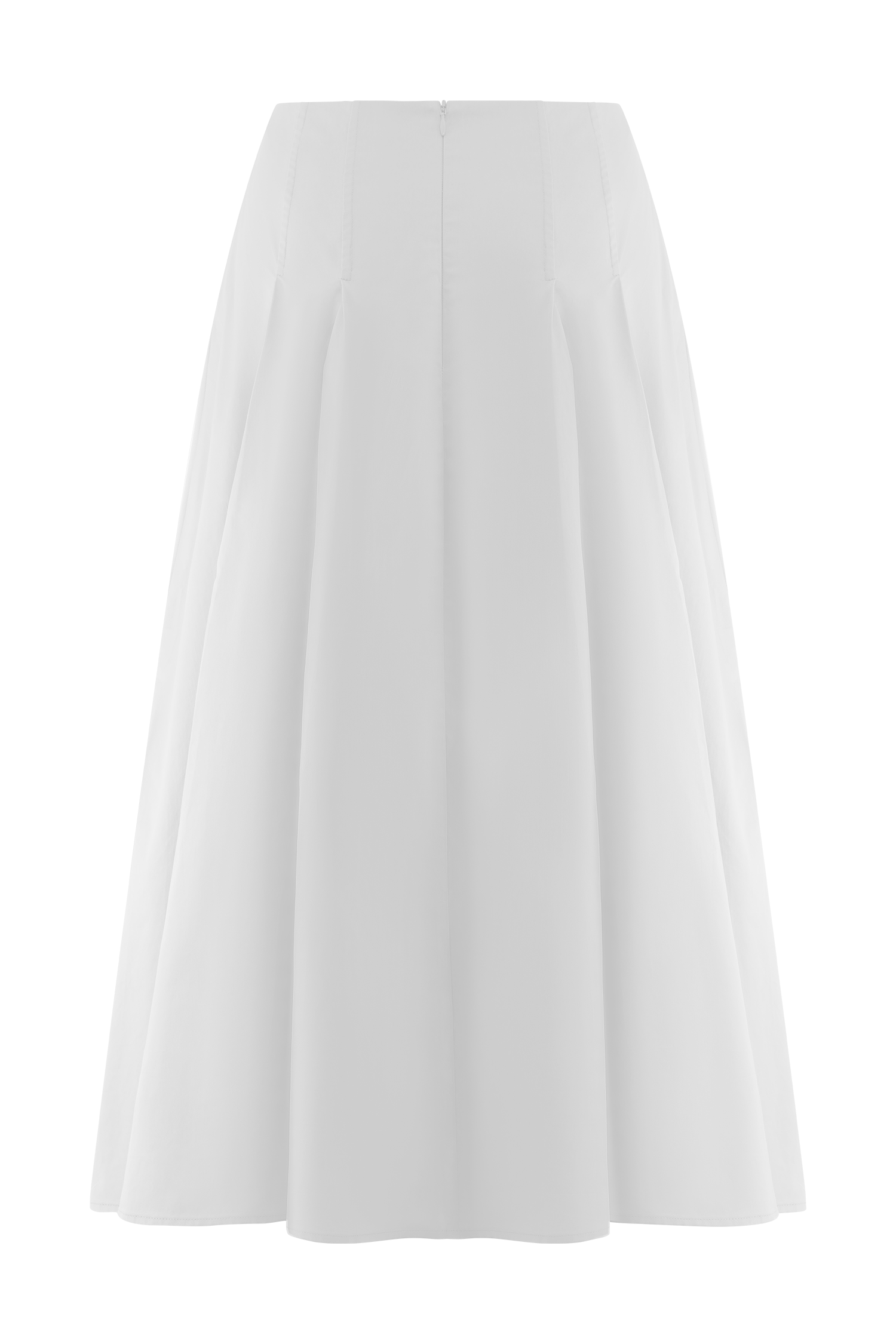 White A-Line Midi Skirt with Pleated Waistband | Mae