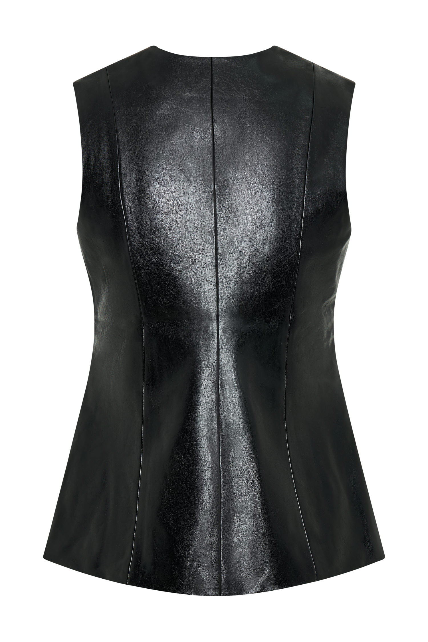 Faux Leather Sleeveless Vest for Women | Coralia Black