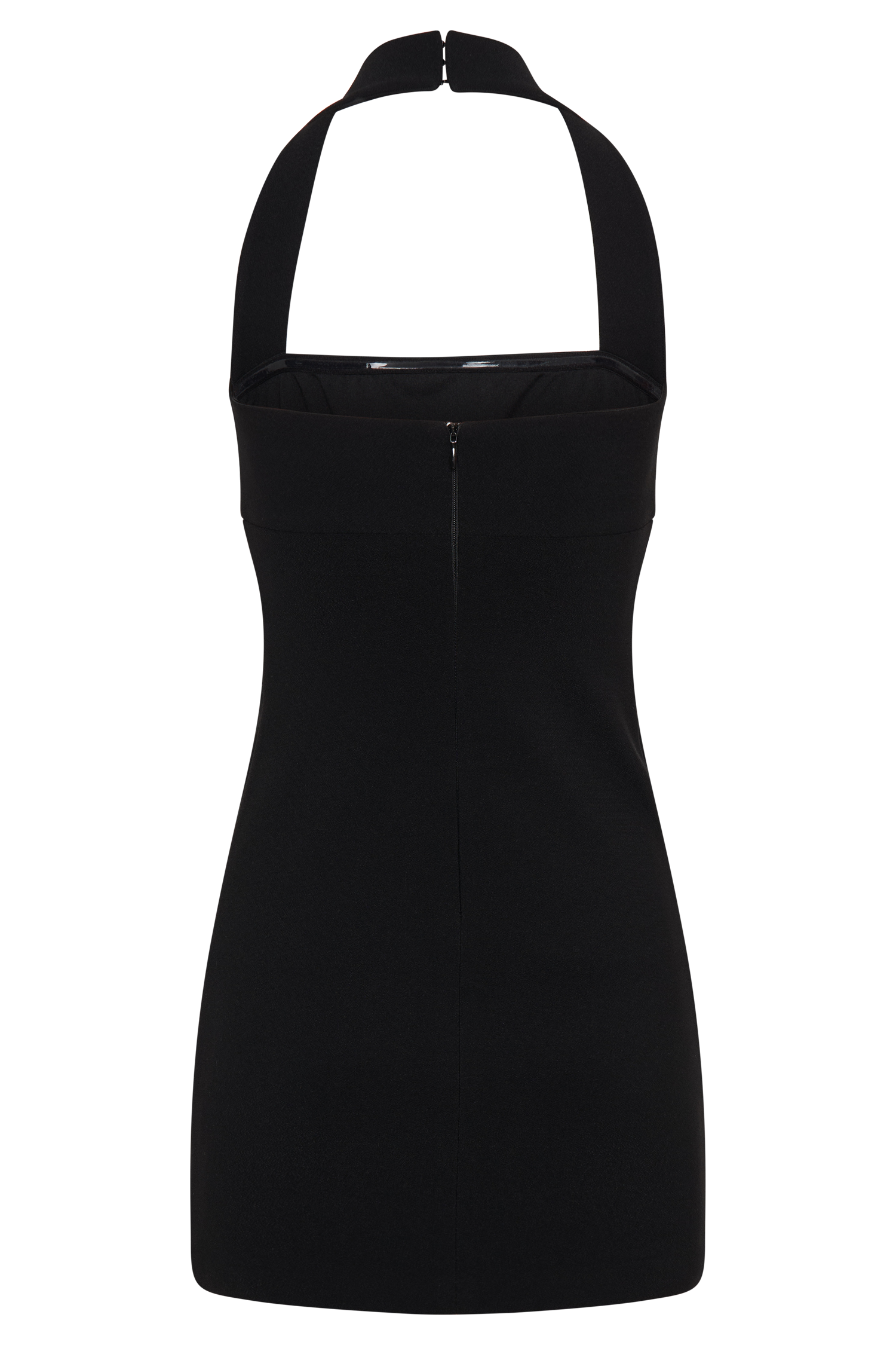 Halter Mini Dress with Bodycon Fit & Back Zip | Amelita Black