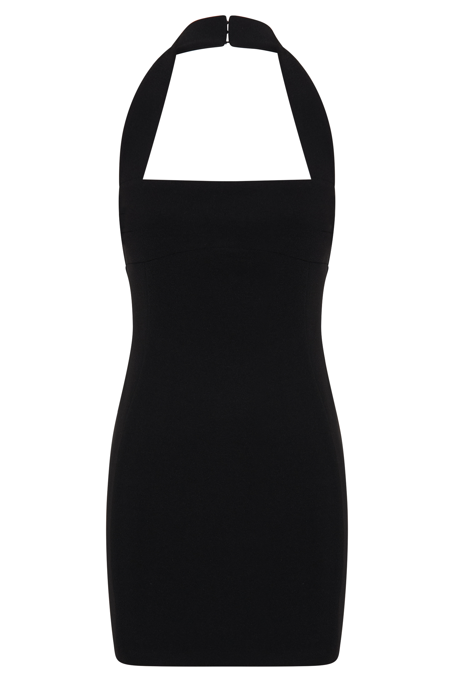 Halter Mini Dress with Bodycon Fit & Back Zip | Amelita Black