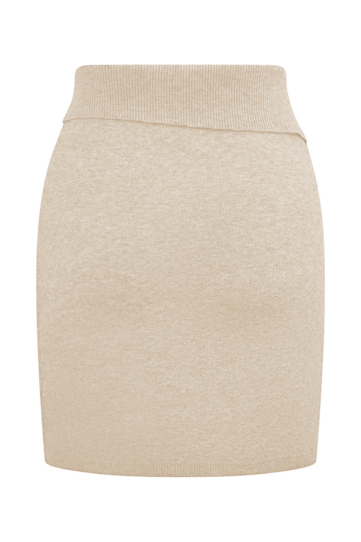 Knit Mini Skirt with Asymmetrical Waist | Annabelle - Cream