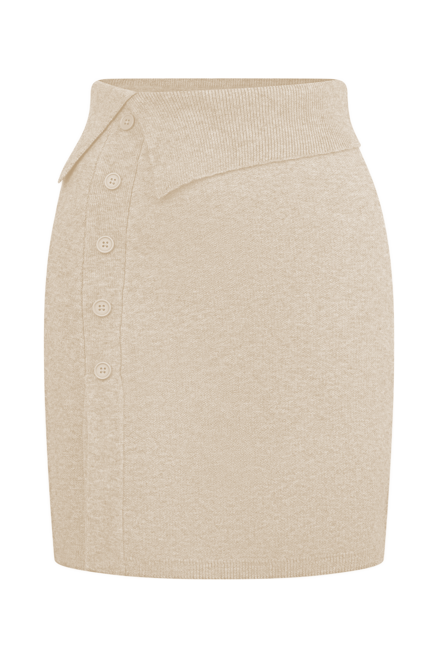 Knit Mini Skirt with Asymmetrical Waist | Annabelle - Cream