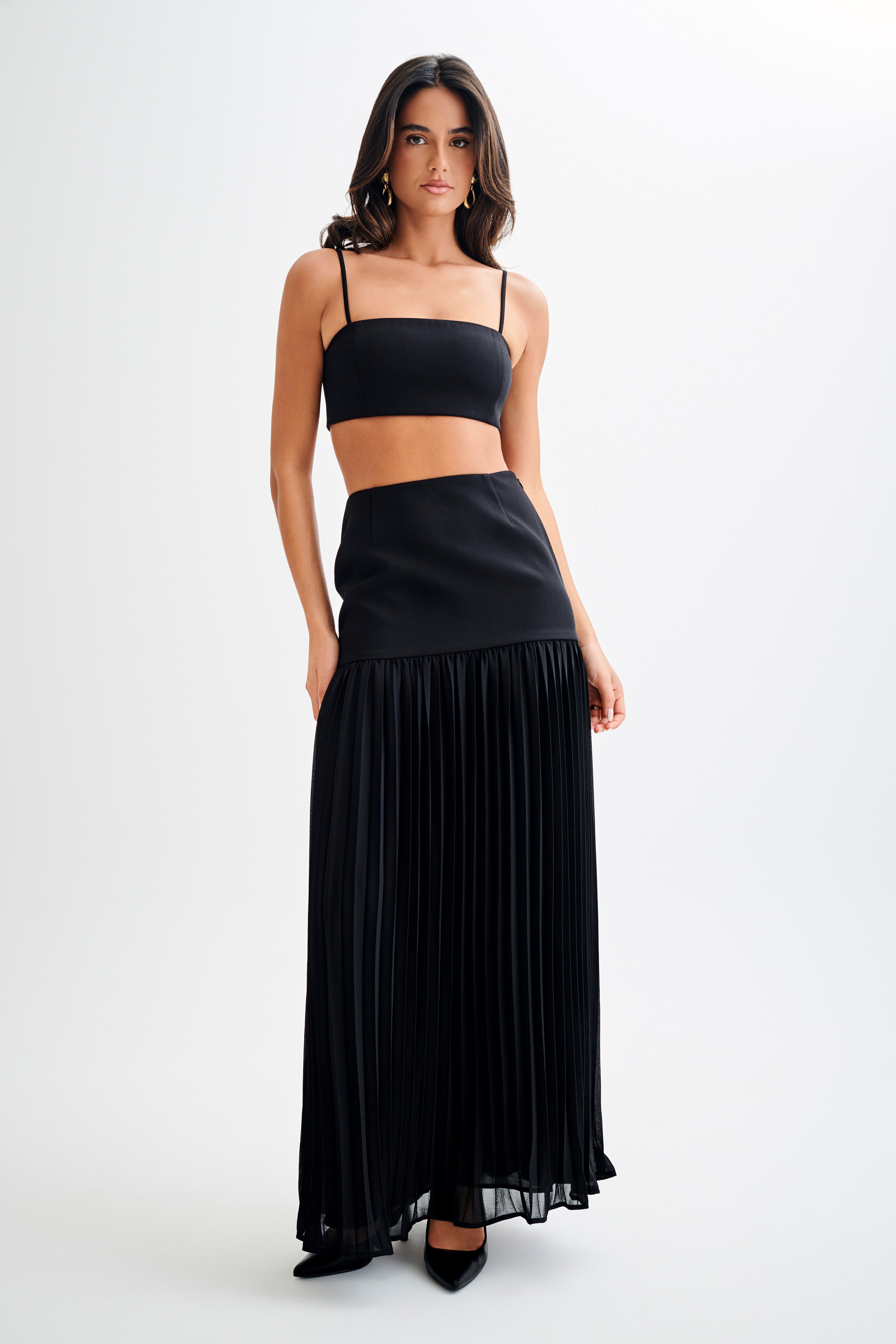 Pleated Maxi Skirt with High Waist & Chiffon Flow | Jillian
