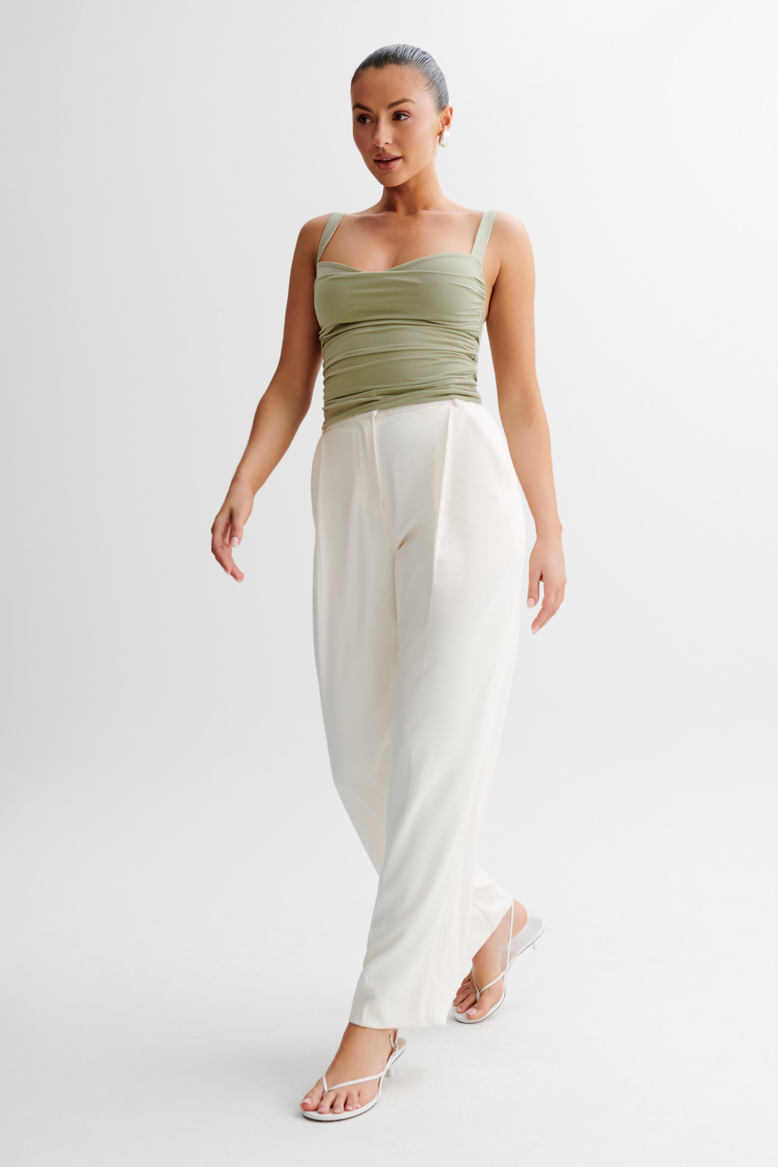 Sweetheart Neckline Long Line Top with Ruching | Hailey Sage