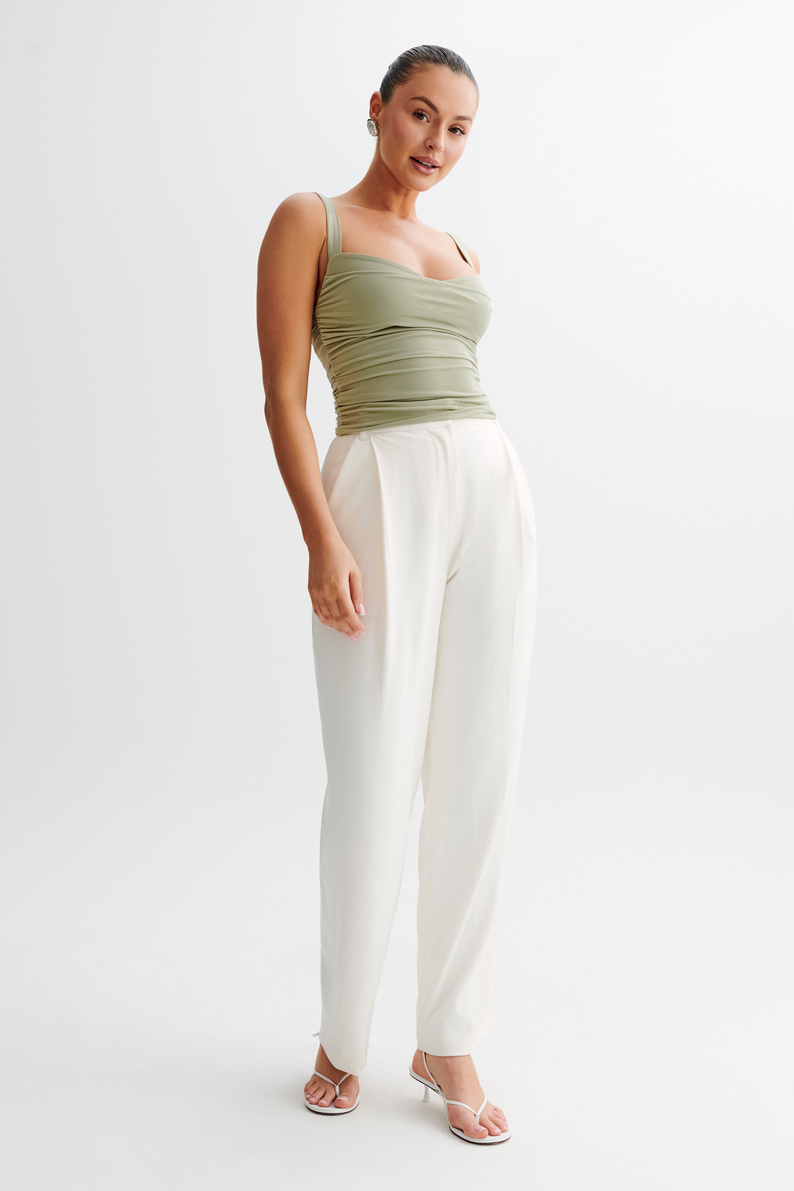 Sweetheart Neckline Long Line Top with Ruching | Hailey Sage