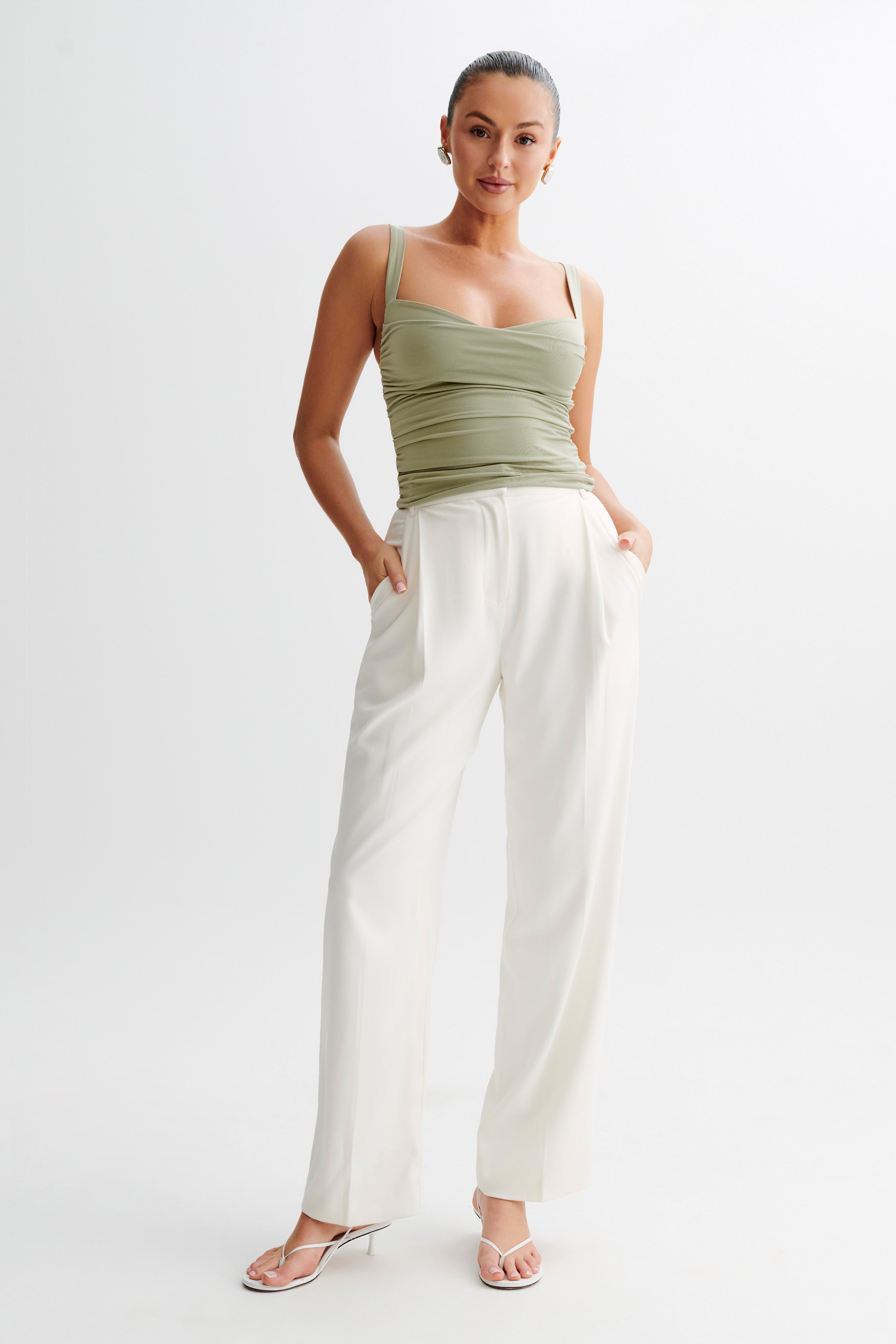 Sweetheart Neckline Long Line Top with Ruching | Hailey Sage