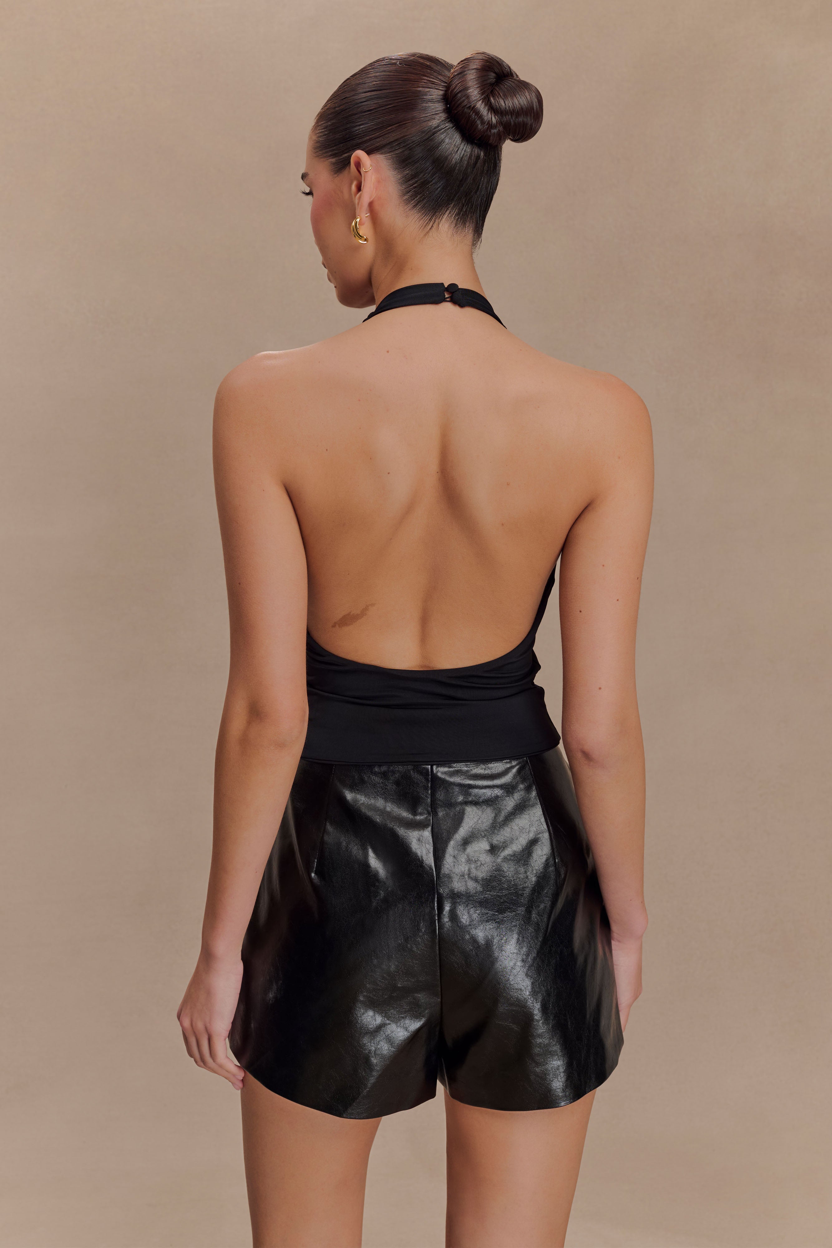 Ruched Halter Top with Keyhole & Open Back | Linda Slinky