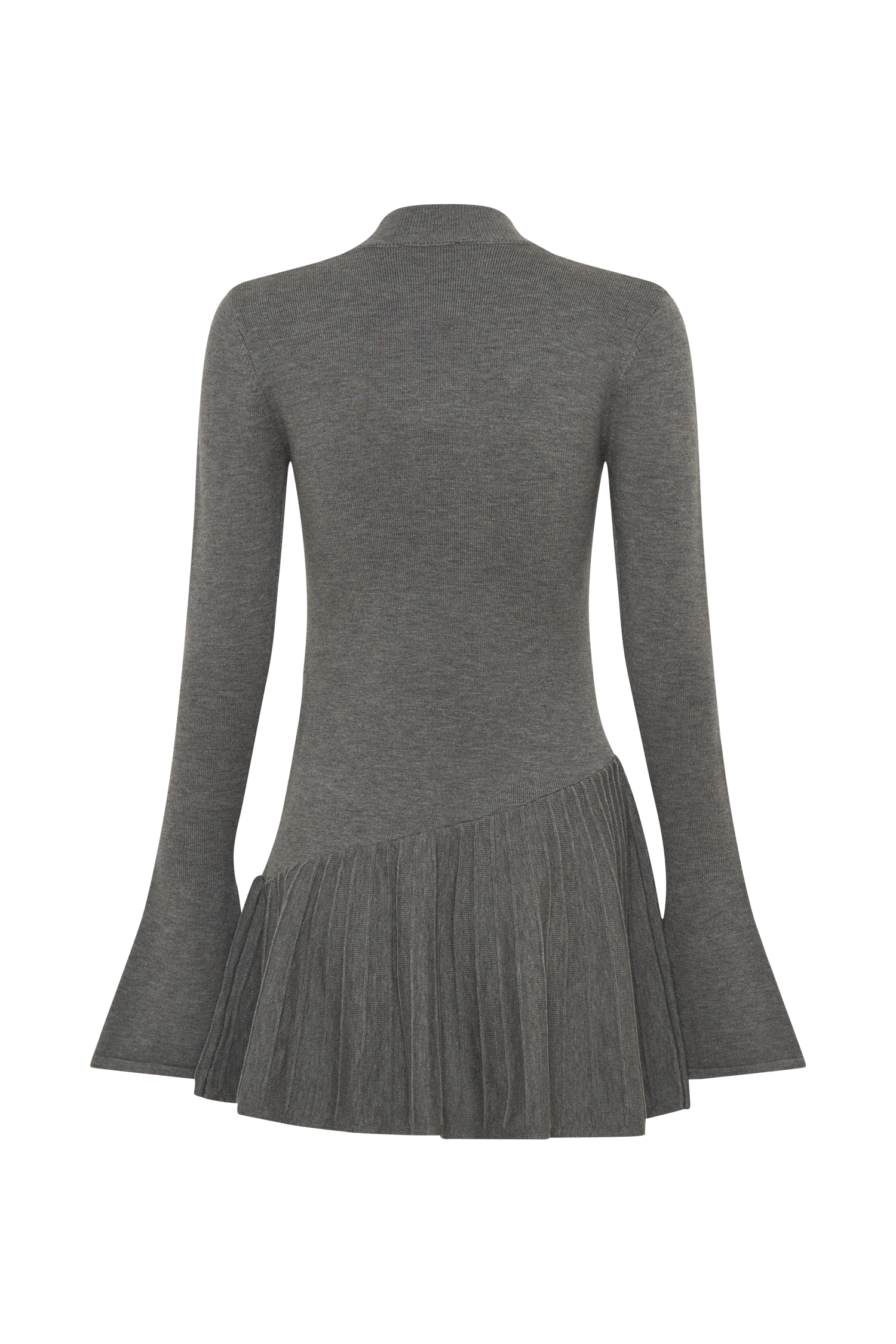 Pleated Knit Mini Dress with High Neck & Long Sleeves | Blair