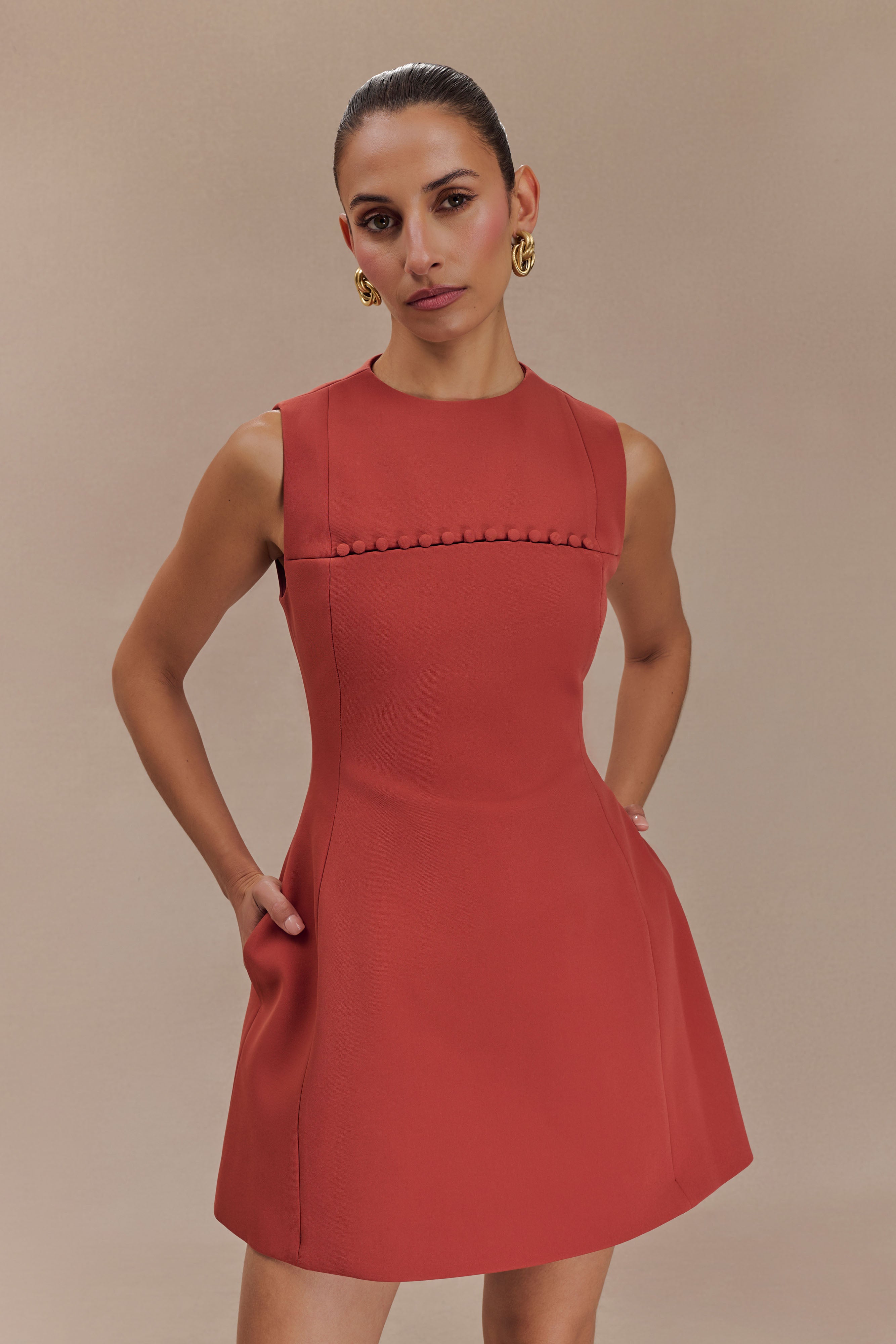 Winona Mini Dress with Cut Out Detail & Bubble Skirt | Chic Suiting Dress