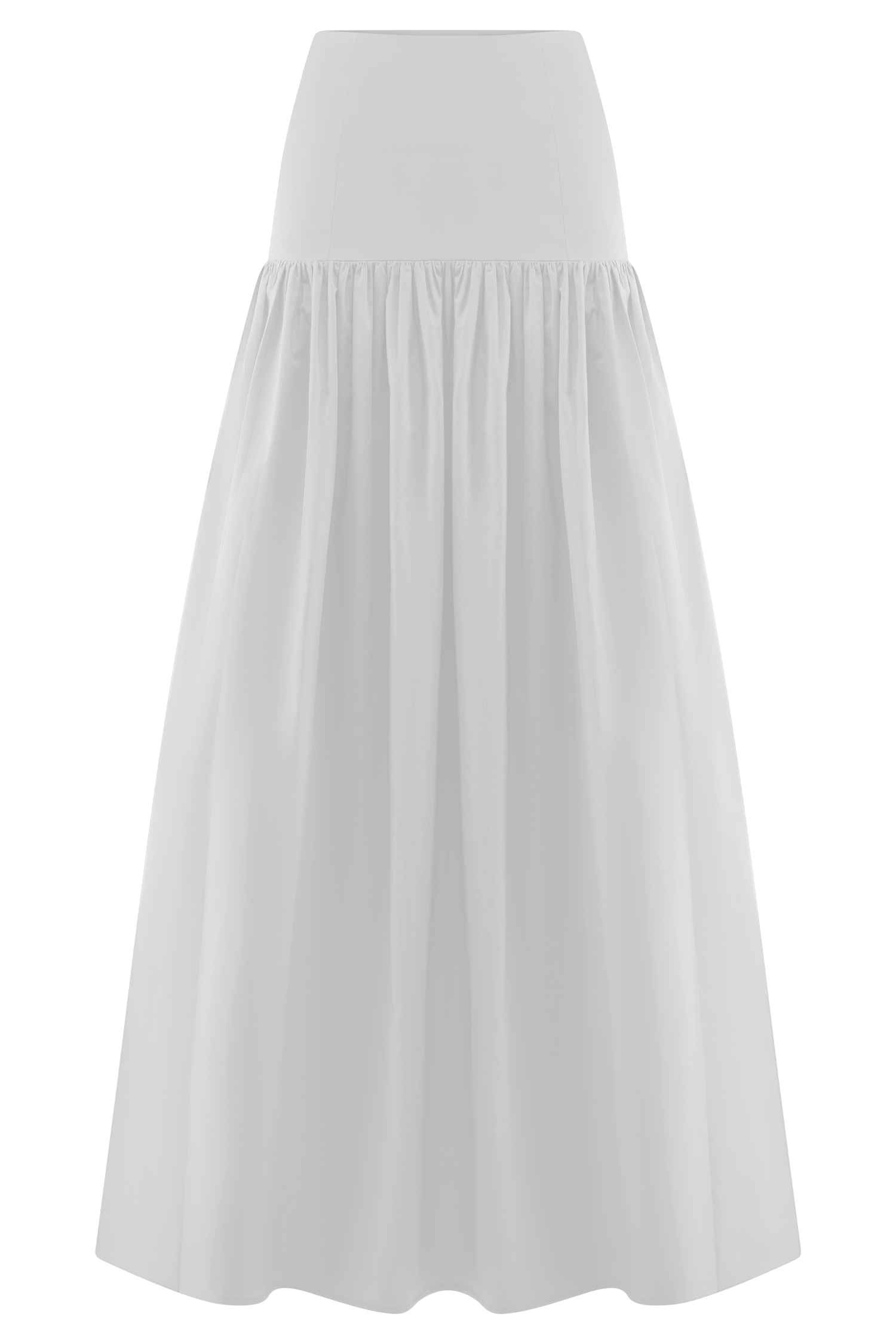 White Maxi Skirt with Fitted Drop Waist & Side Zip | Autumn
