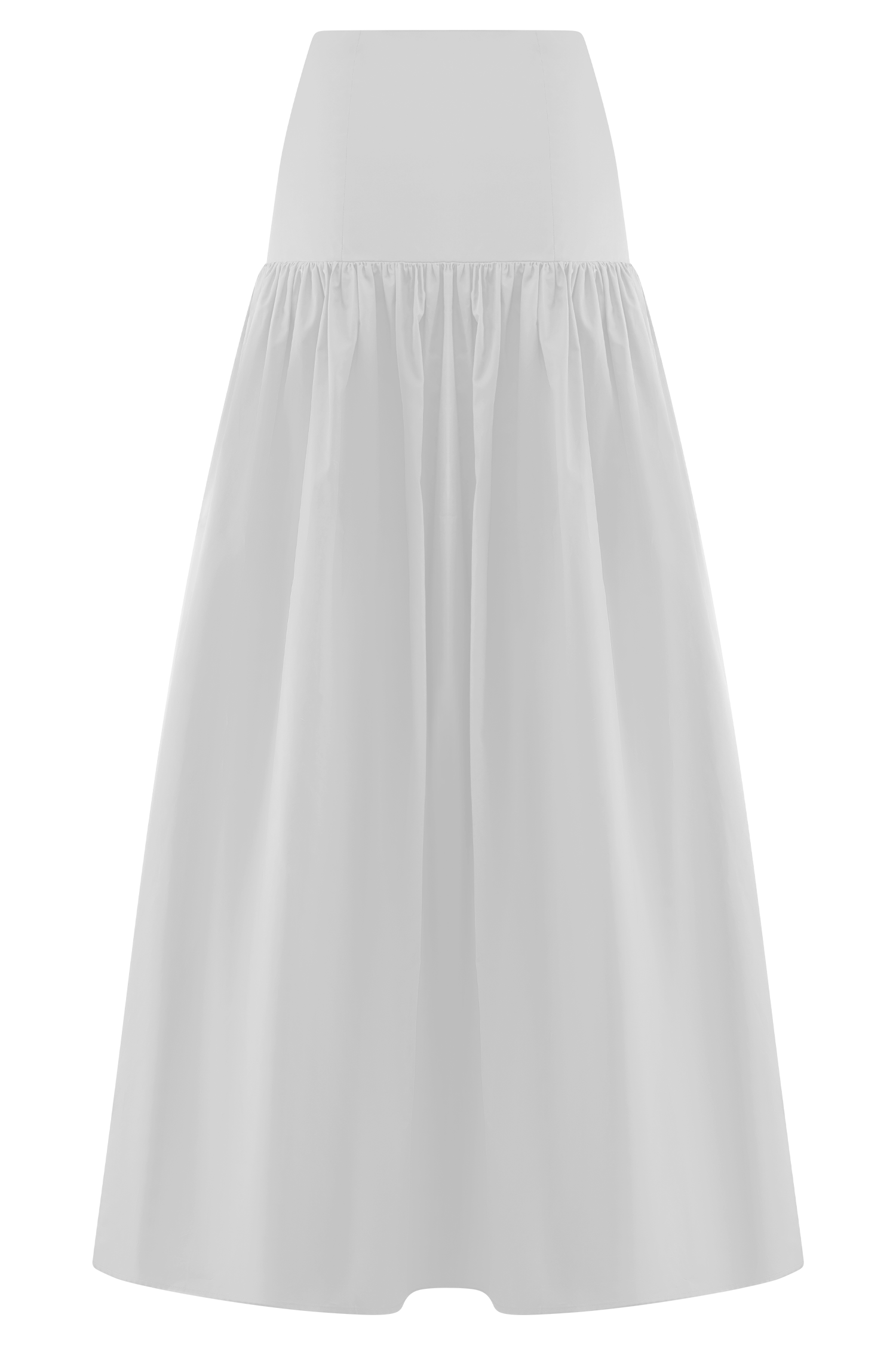 White Maxi Skirt with Fitted Drop Waist & Side Zip | Autumn