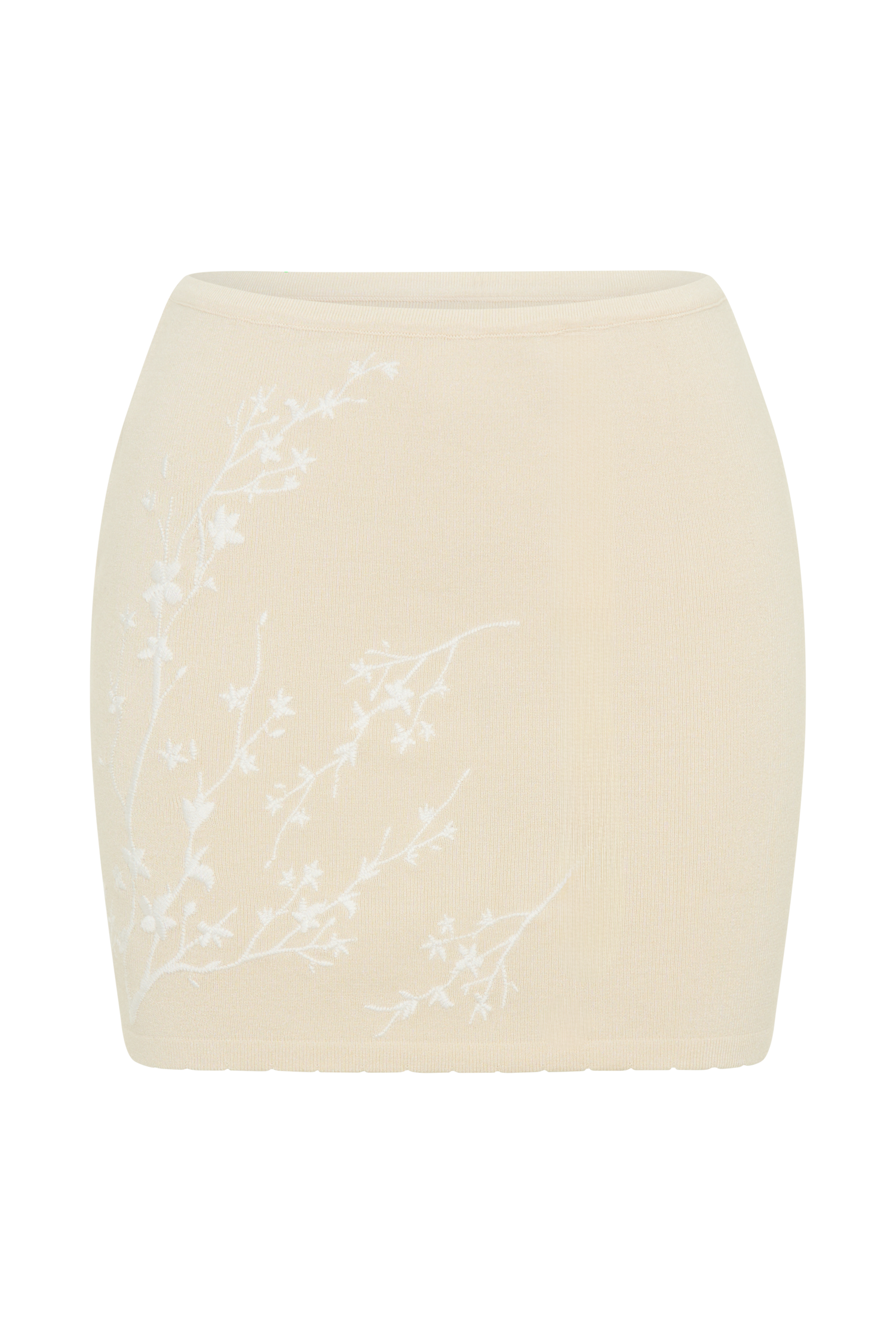 Embroidered Knit Mini Skirt with Elastic Waistband | Monroe