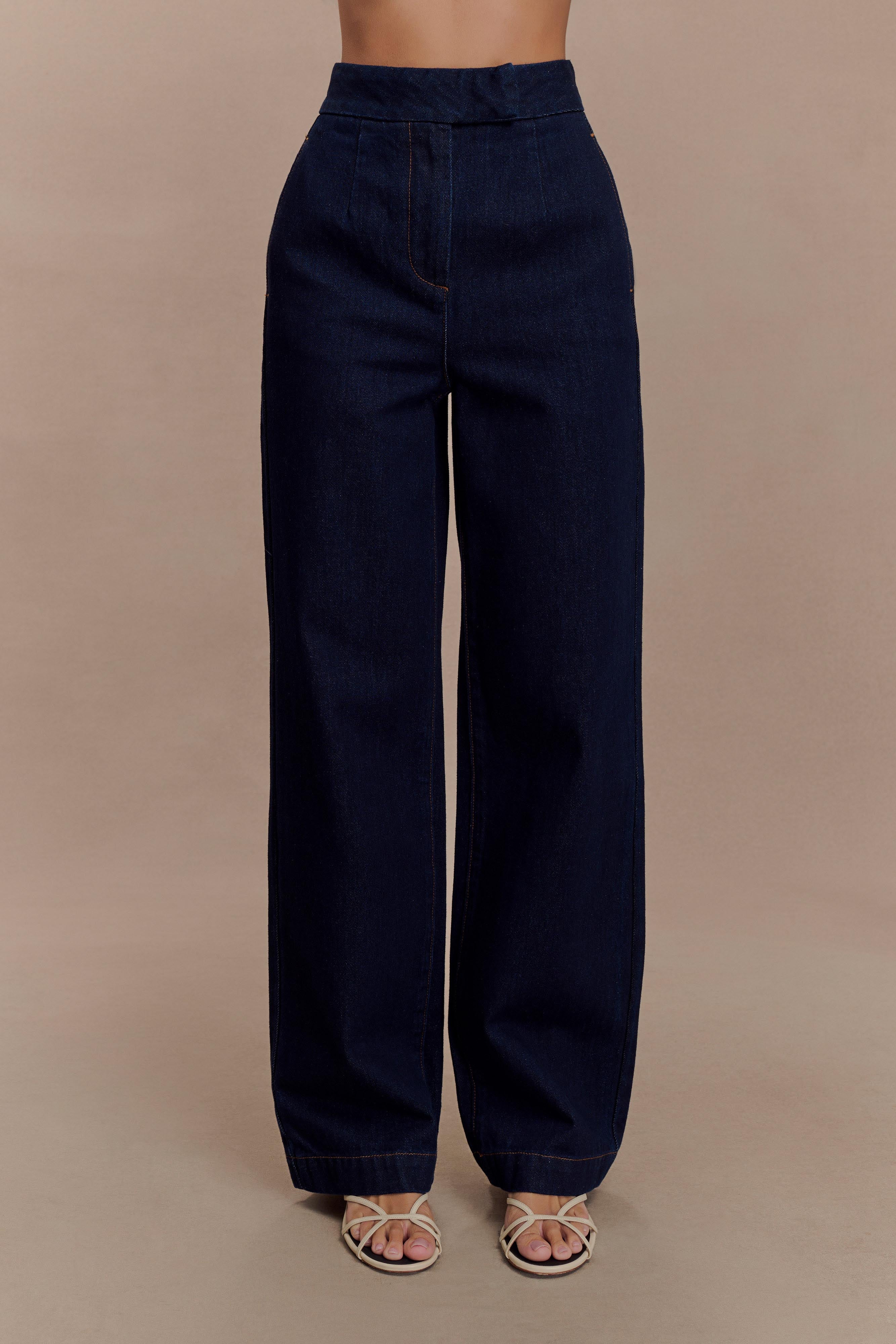 Wide Leg Denim Jeans High Waisted for Women | Rayne Indigo Blue
