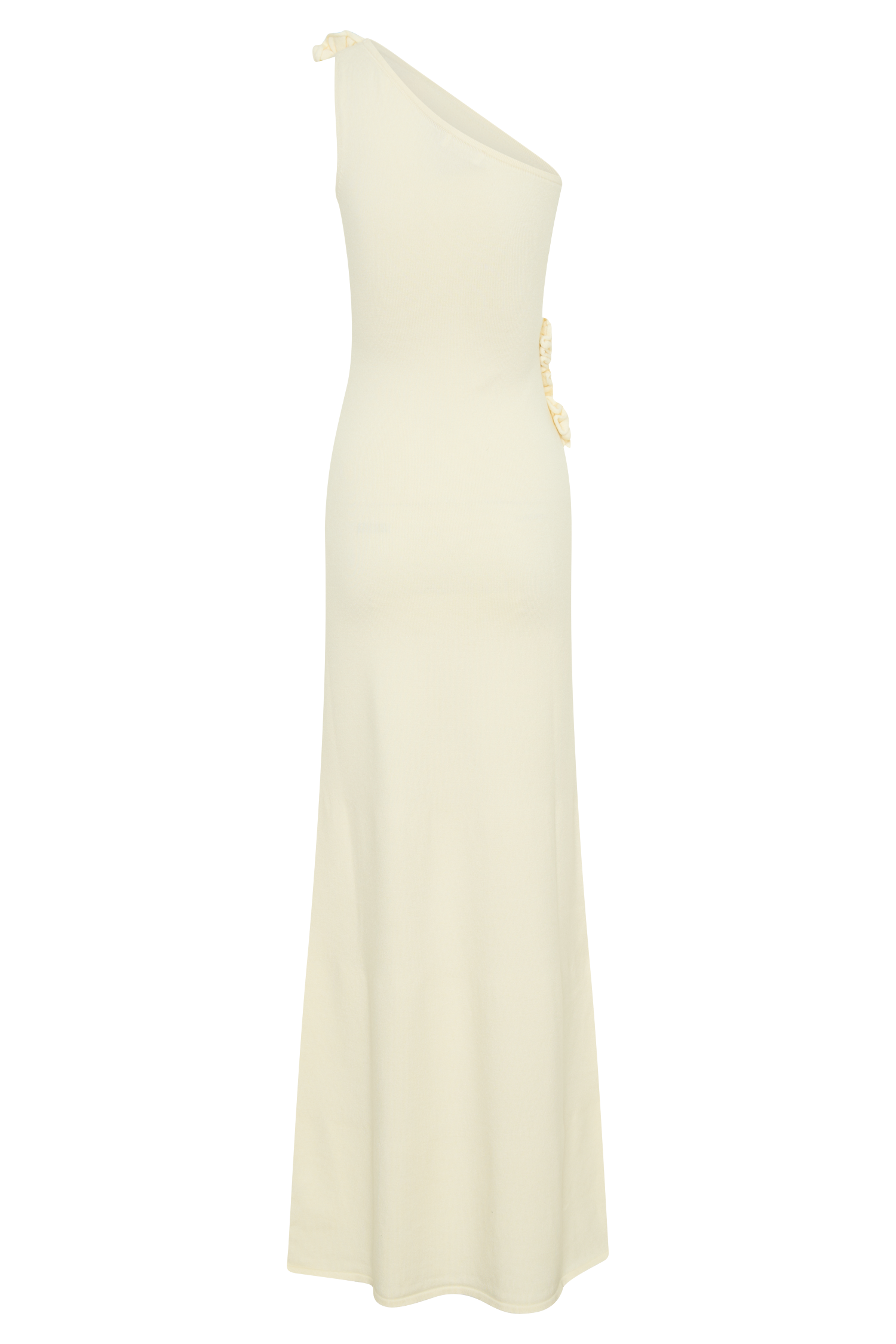 One Shoulder Knit Maxi Dress with Floral Details | Paloma Ivory