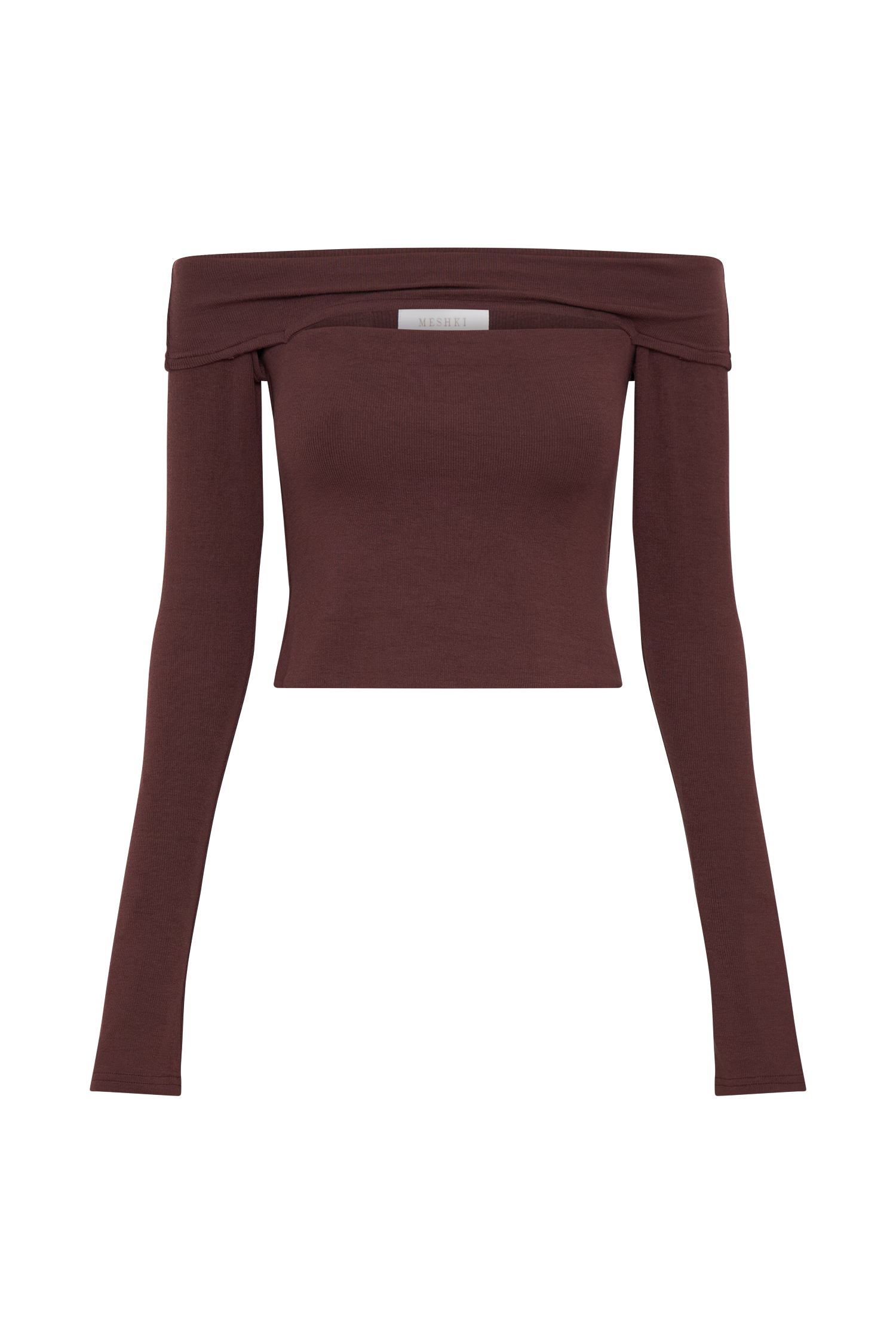 Cut Out Modal Long Sleeve Top with Bardot Neckline | Briah